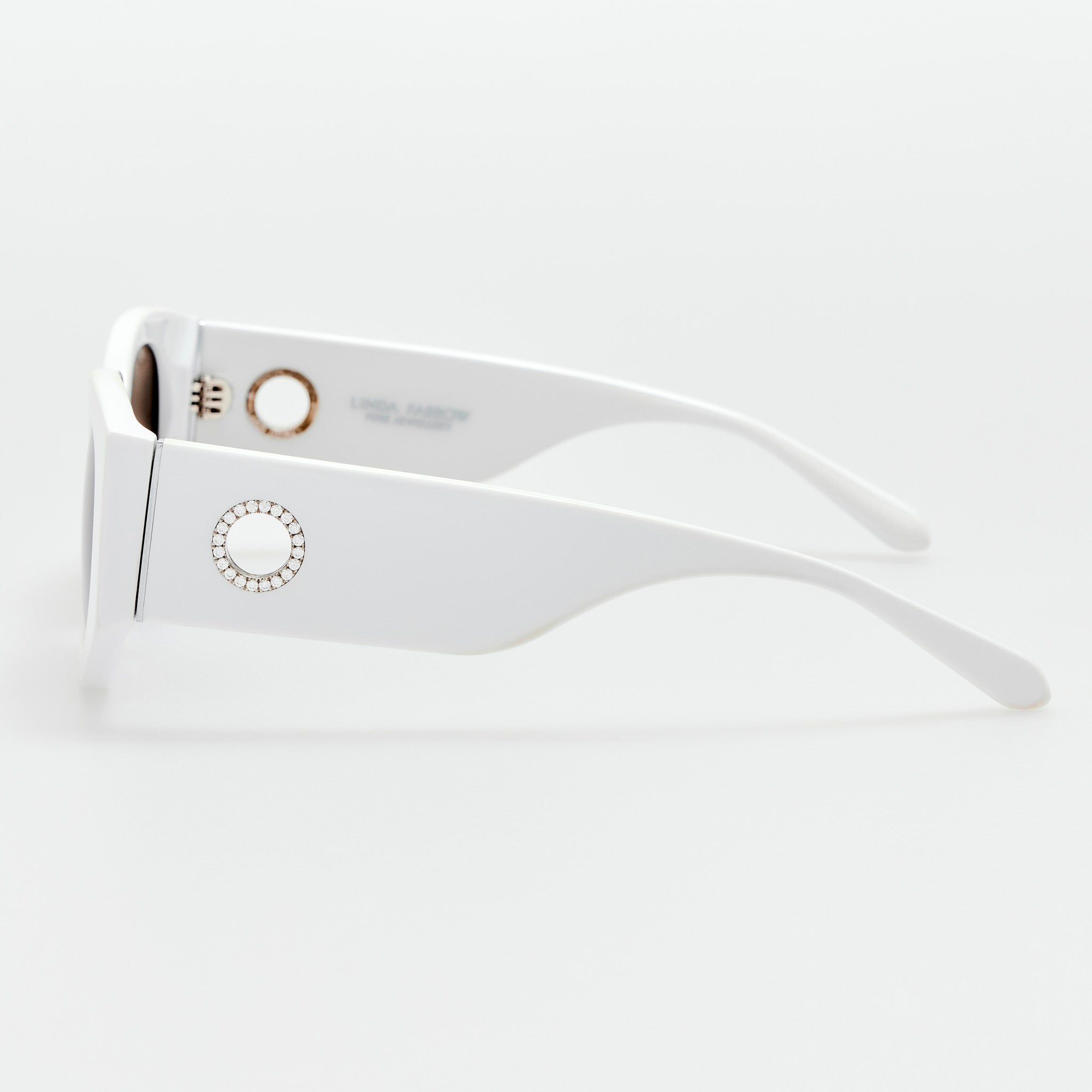Debbie Sunglasses in White with Diamonds and 22K White Gold