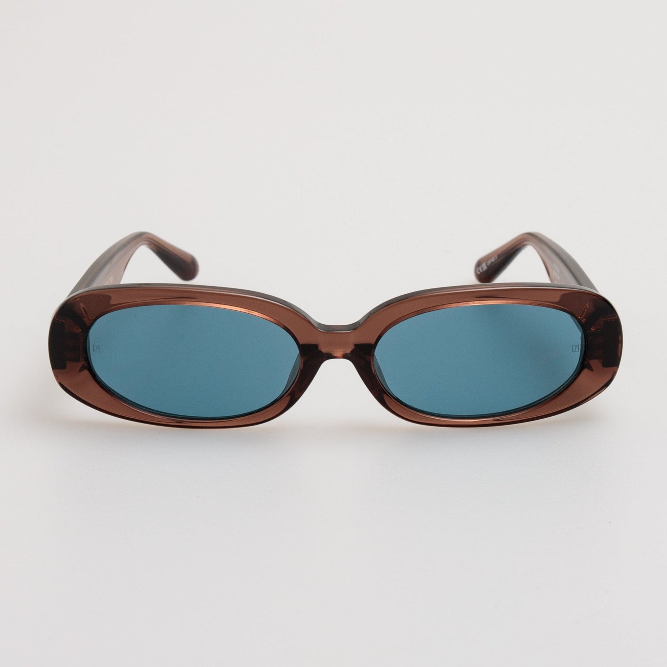 Cara Oval Sunglasses in Brown and Aqua