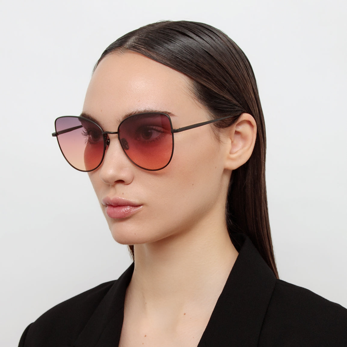 Eloise Sunglasses in Matt Nickel and Sunset Gradient