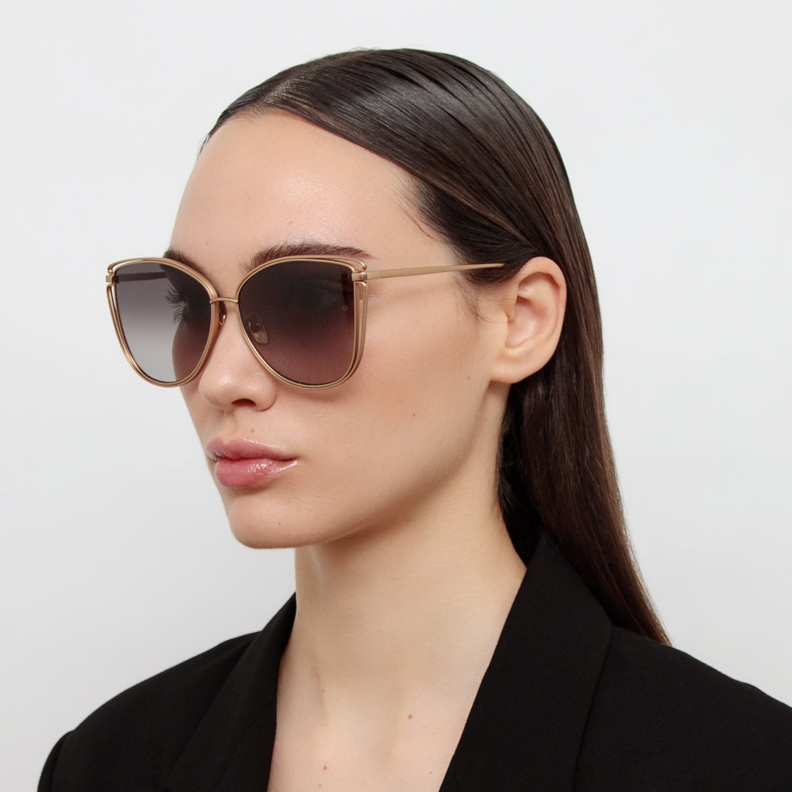 Dinah Sunglasses in Matt 18K Rose Gold and Grey