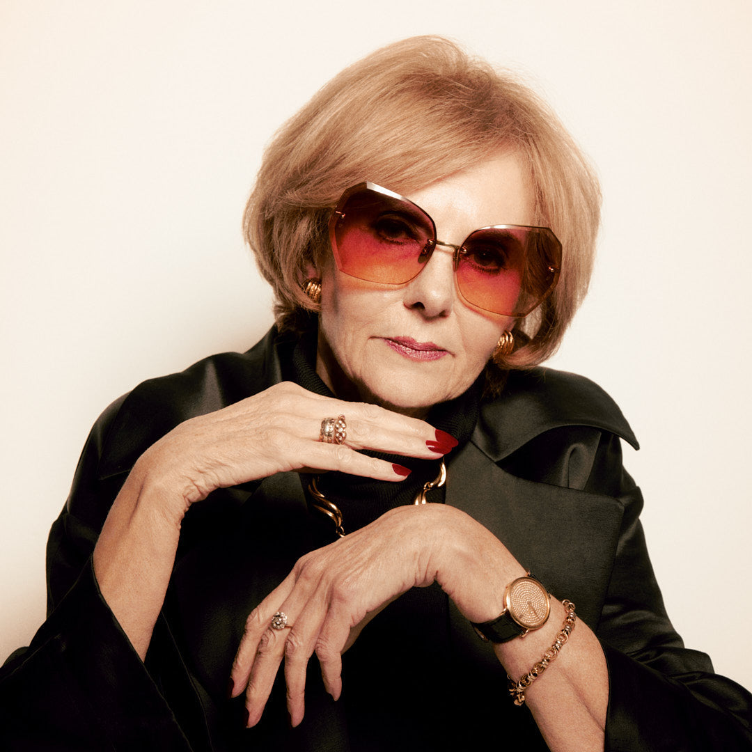 Lila Sunglasses in 22k Gold and Sunset Gradient