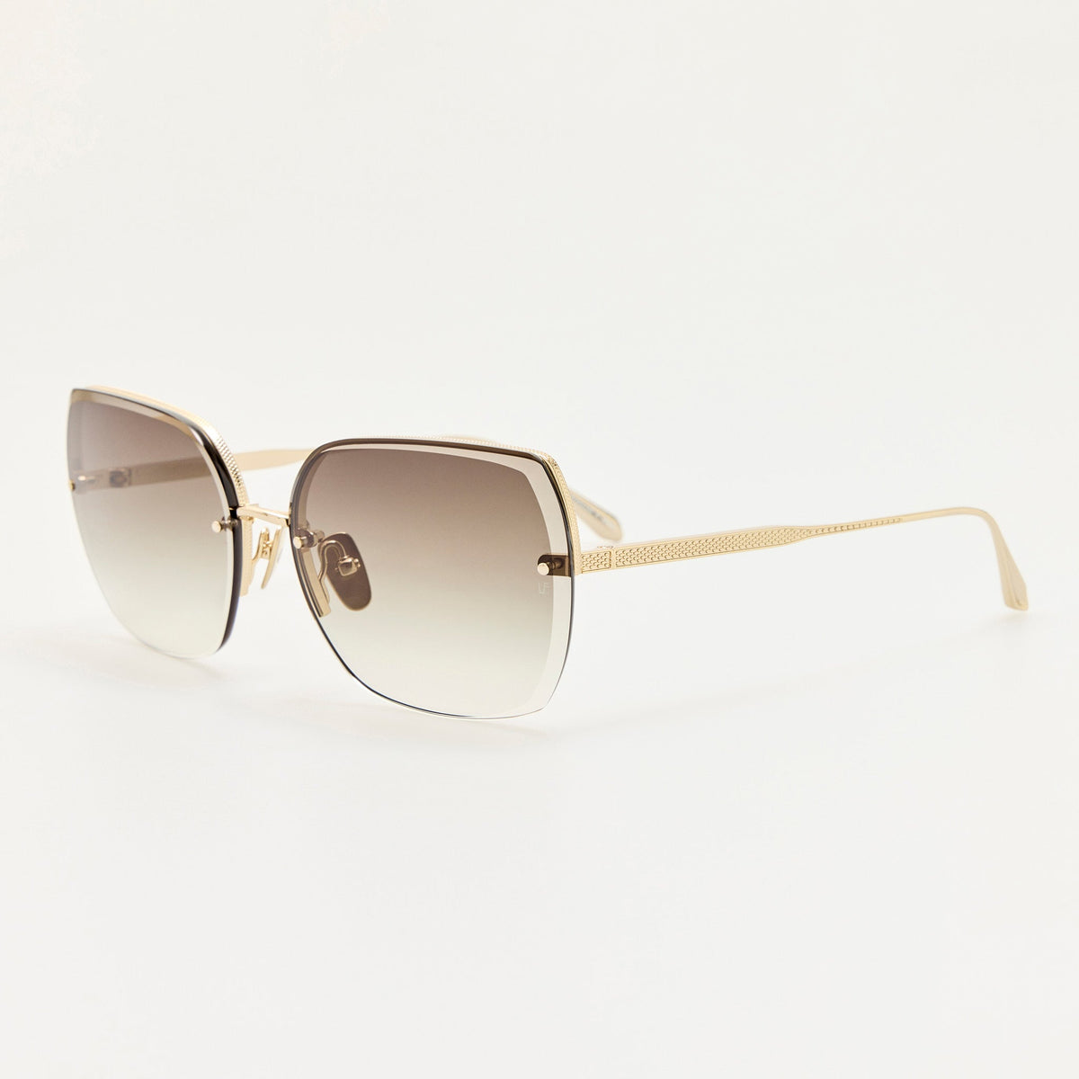 Ada Sunglasses in 22K Gold and Mocha - LINDA FARROW-Sunglasses-