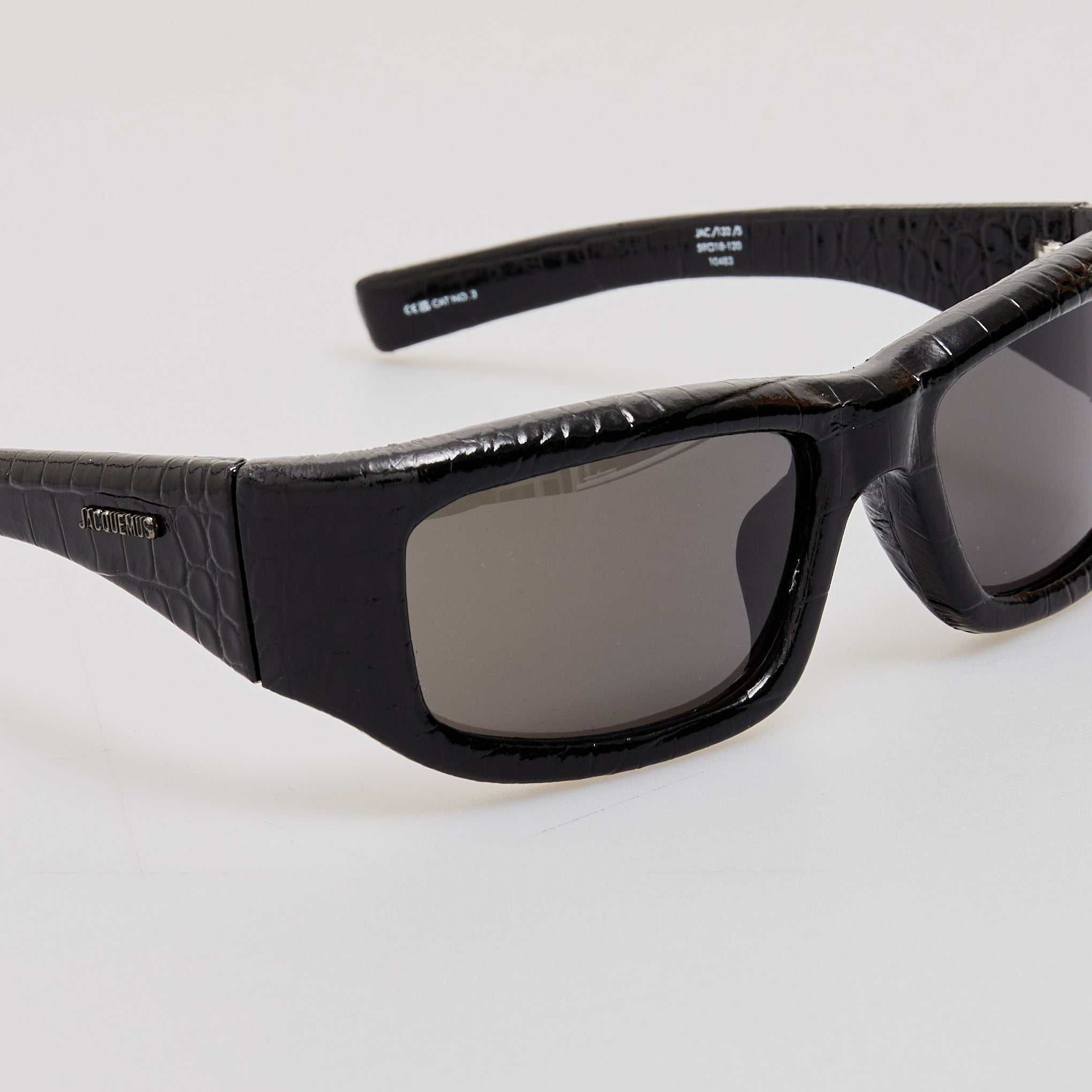 Aero Sunglasses in Black Crocodile - LINDA FARROW - Sunglasses -