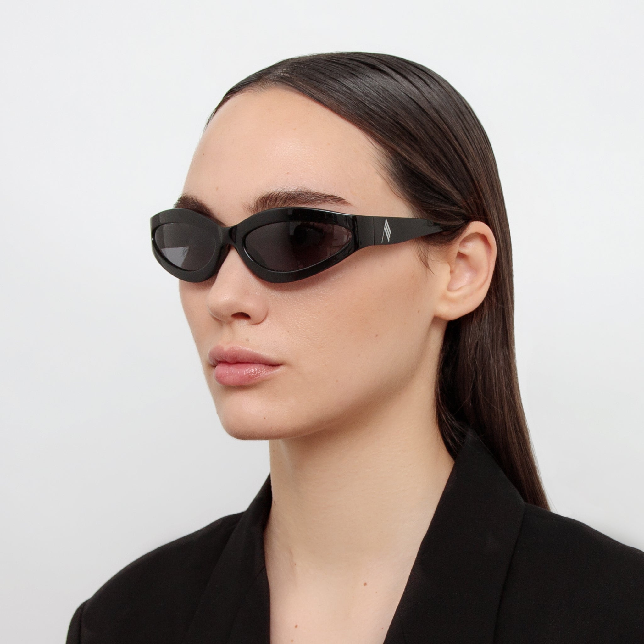 Agnes Wrap Sunglasses in Black - LINDA FARROW - Sunglasses -