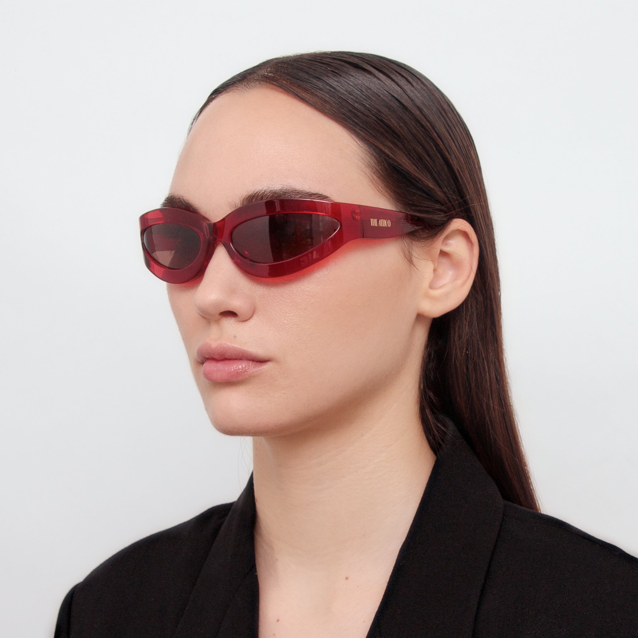 Agnes Wrap Sunglasses in Red - LINDA FARROW - Sunglasses -