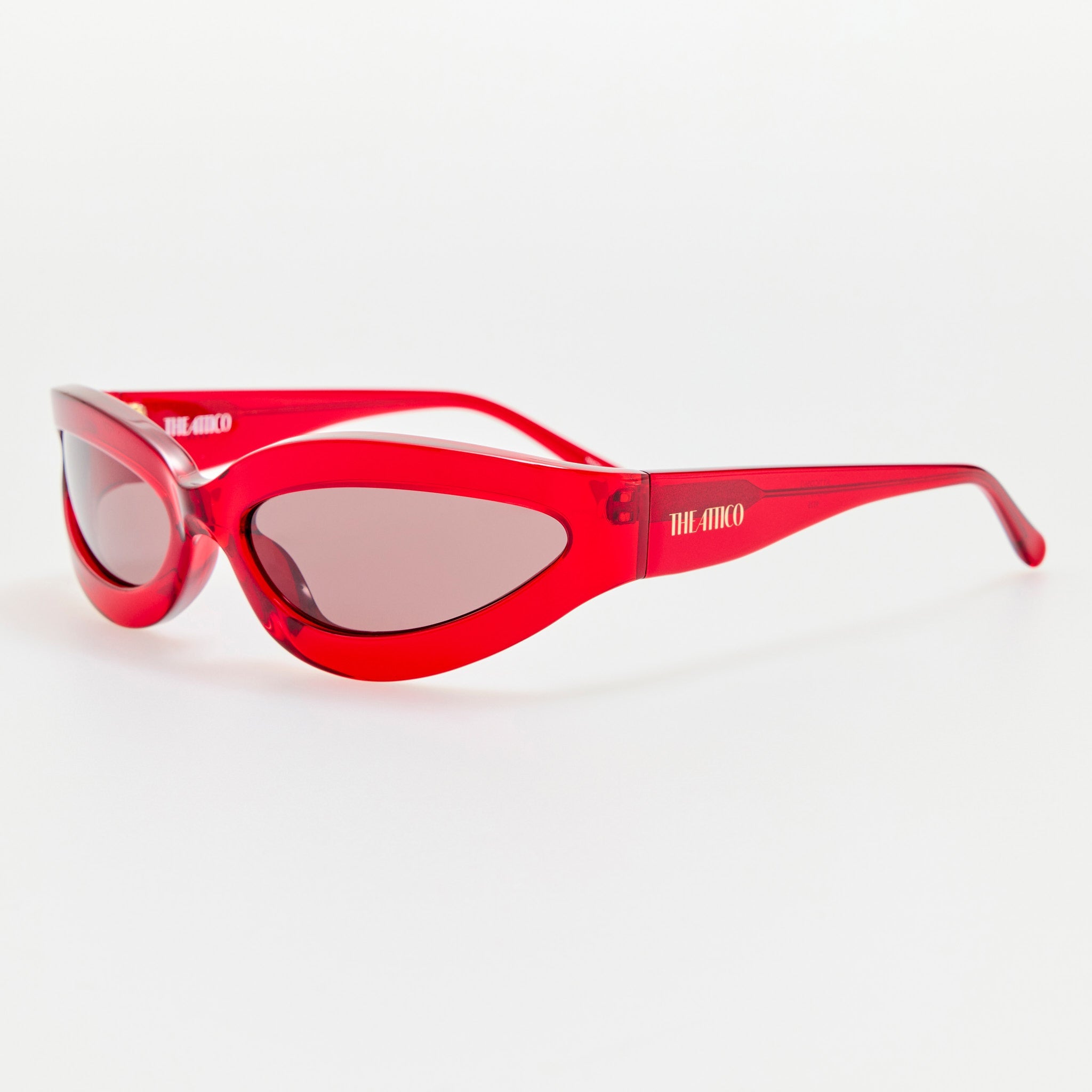 Agnes Wrap Sunglasses in Red - LINDA FARROW - Sunglasses -
