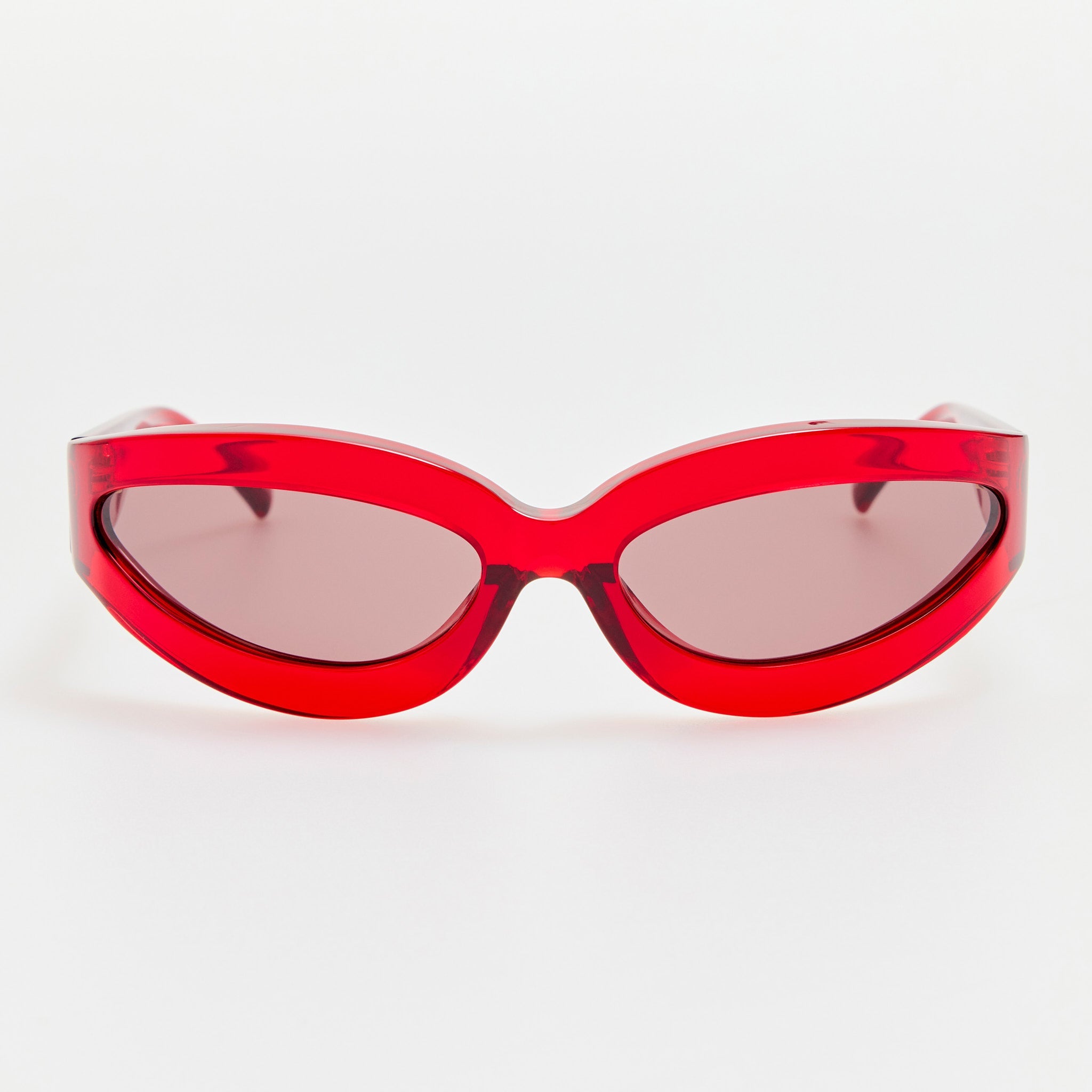 Agnes Wrap Sunglasses in Red - LINDA FARROW - Sunglasses -