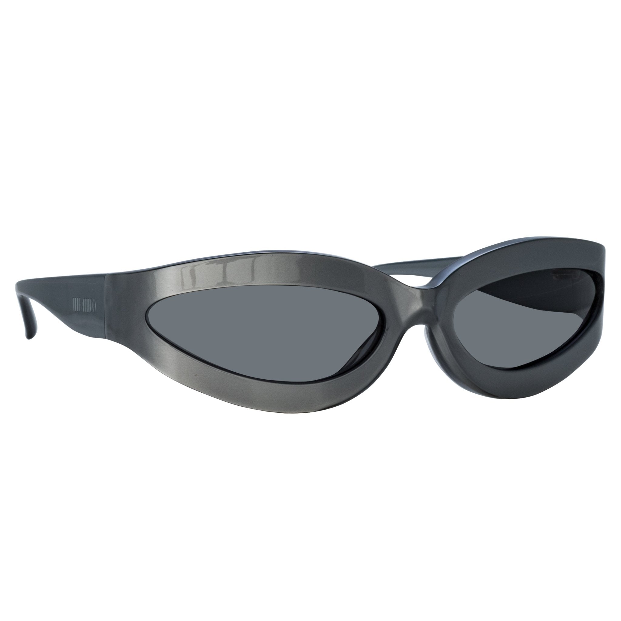 Agnes Wrap Sunglasses in Silver - LINDA FARROW - Sunglasses -