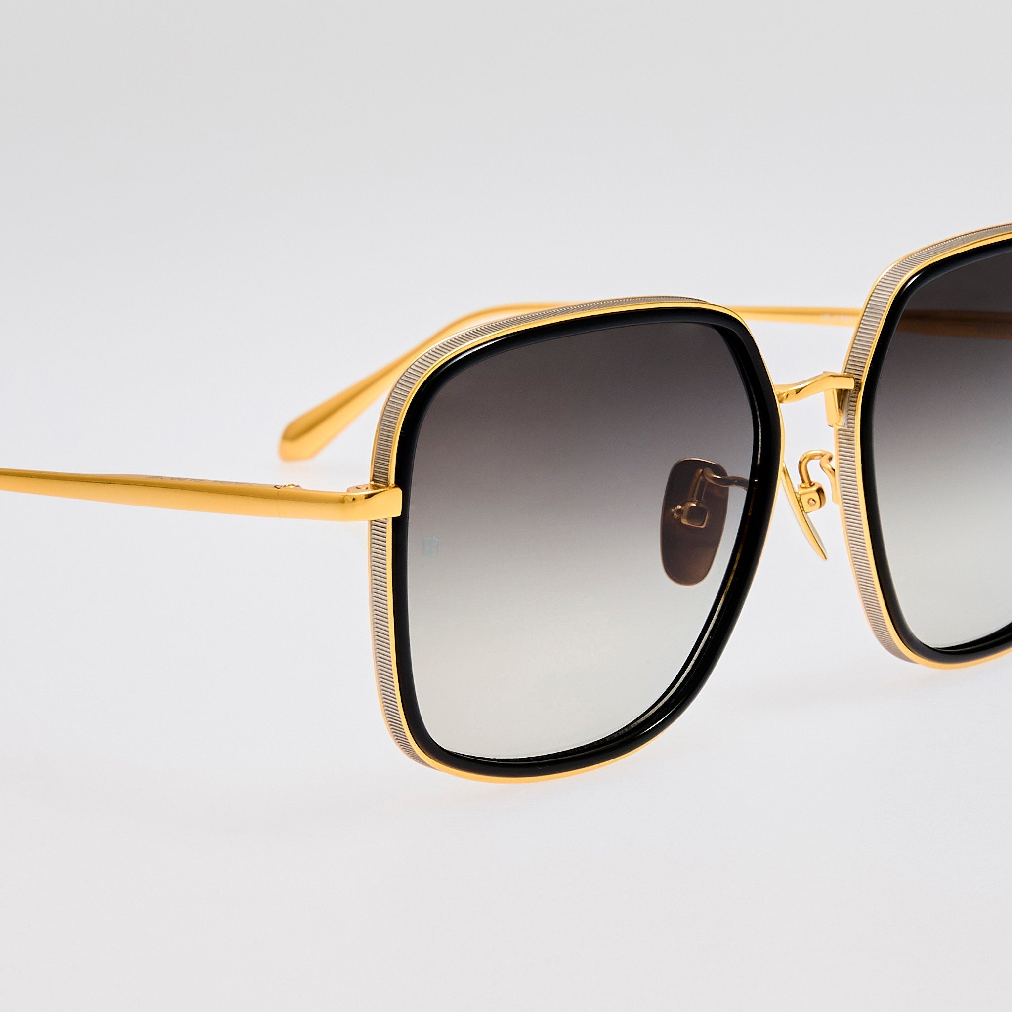 Alicia Sunglasses in 22K Gold and Grey - LINDA FARROW - Sunglasses -