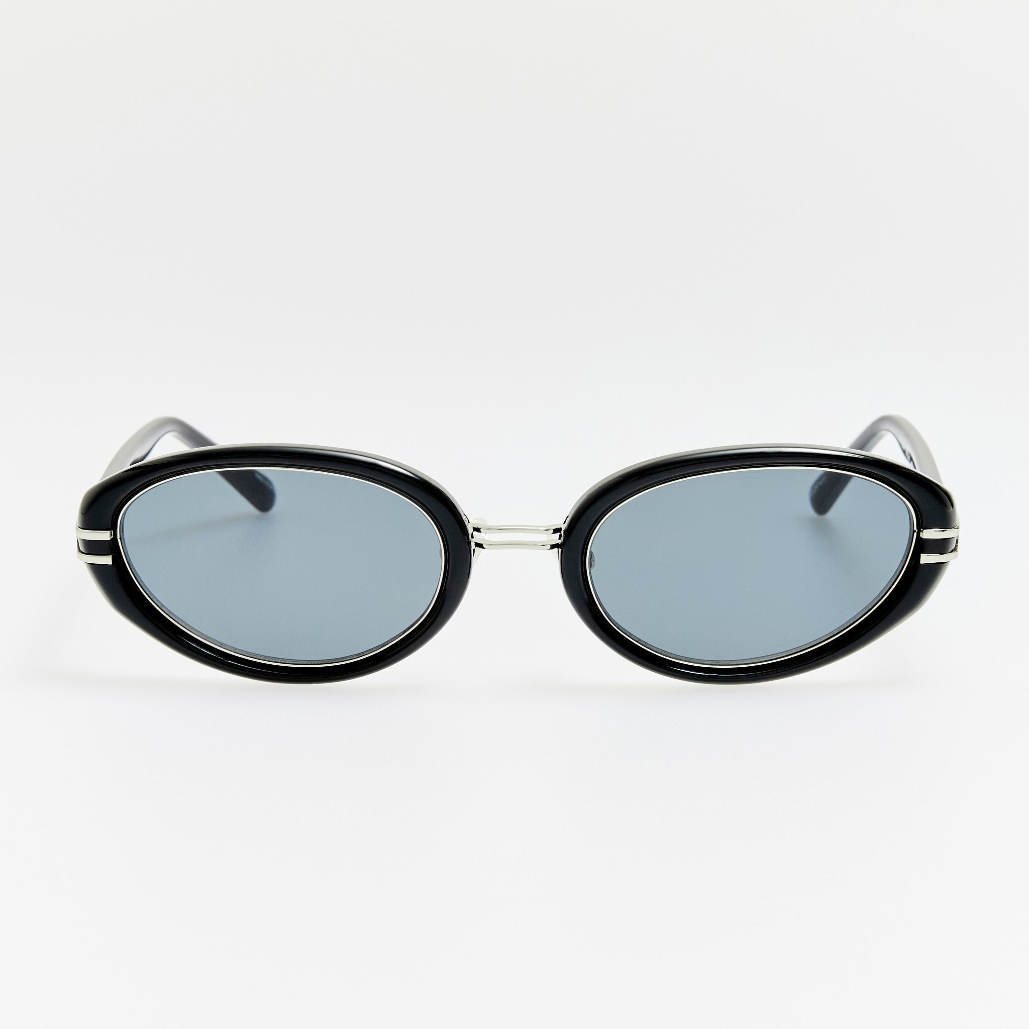 Ambra Oval Sunglasses in Black and Grey - LINDA FARROW - Sunglasses -