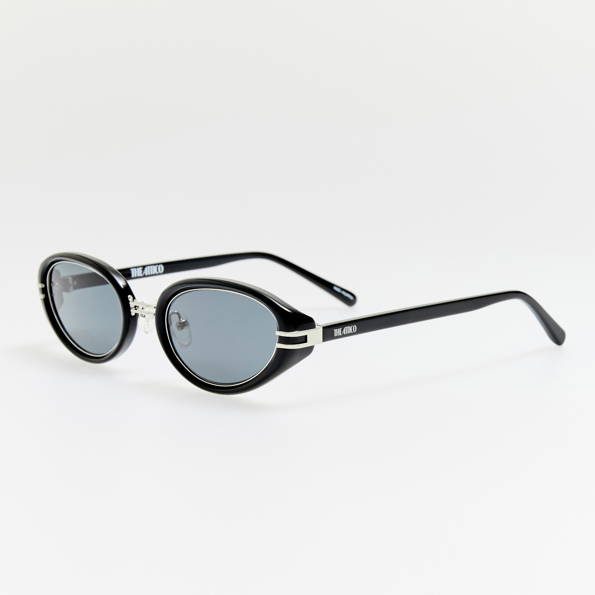 Ambra Oval Sunglasses in Black and Grey - LINDA FARROW - Sunglasses -