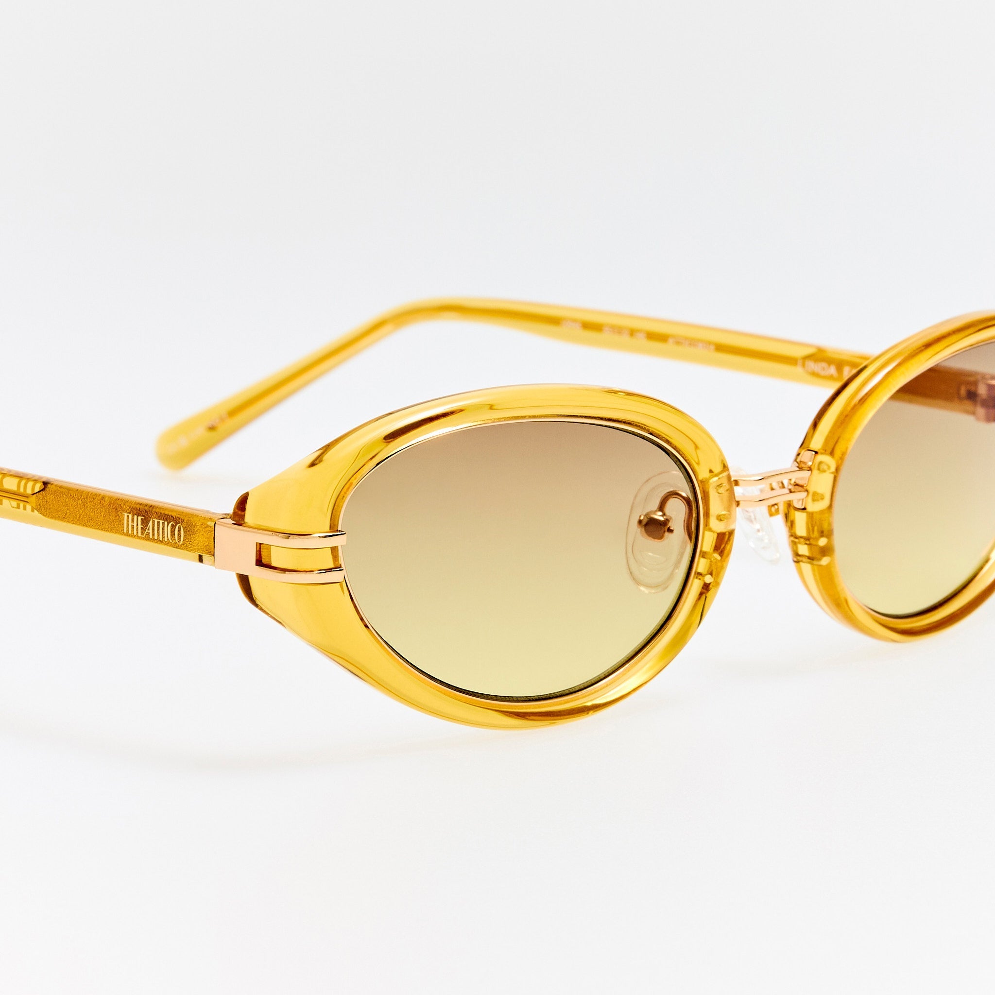 Ambra Oval Sunglasses in Mustard - LINDA FARROW - Sunglasses -