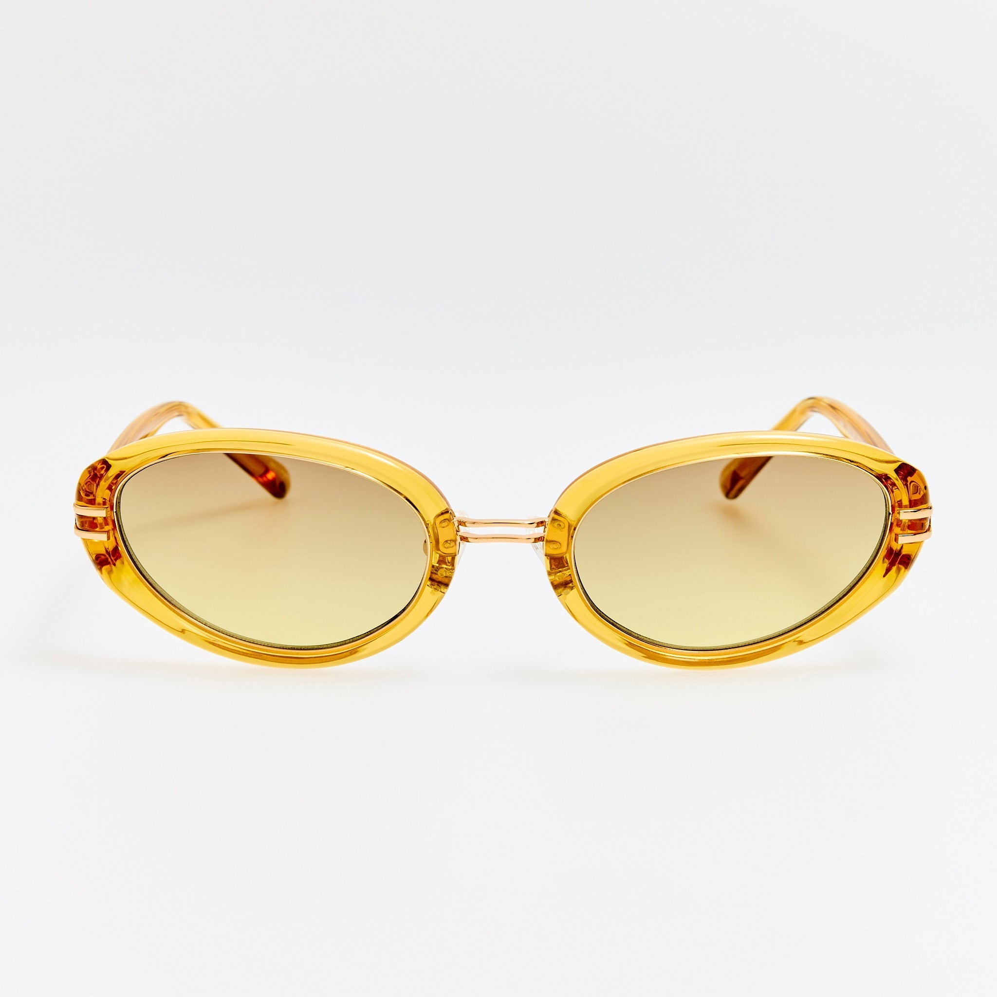 Ambra Oval Sunglasses in Mustard - LINDA FARROW - Sunglasses -