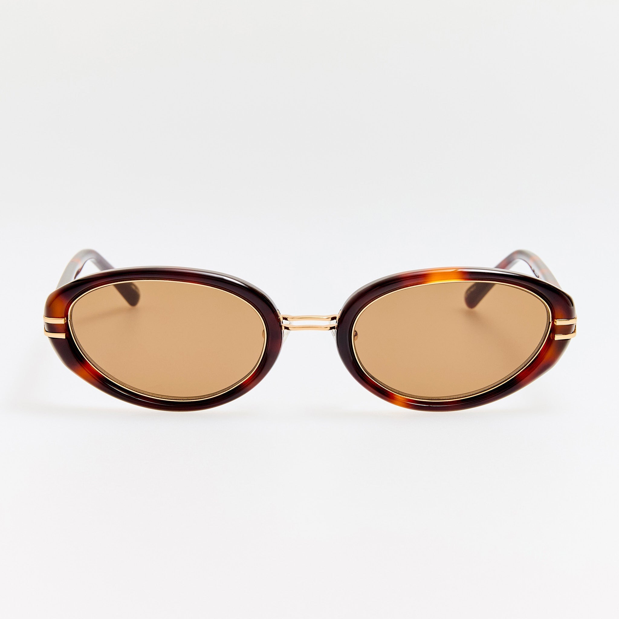 Ambra Oval Sunglasses in Tortoiseshell - LINDA FARROW - Sunglasses -