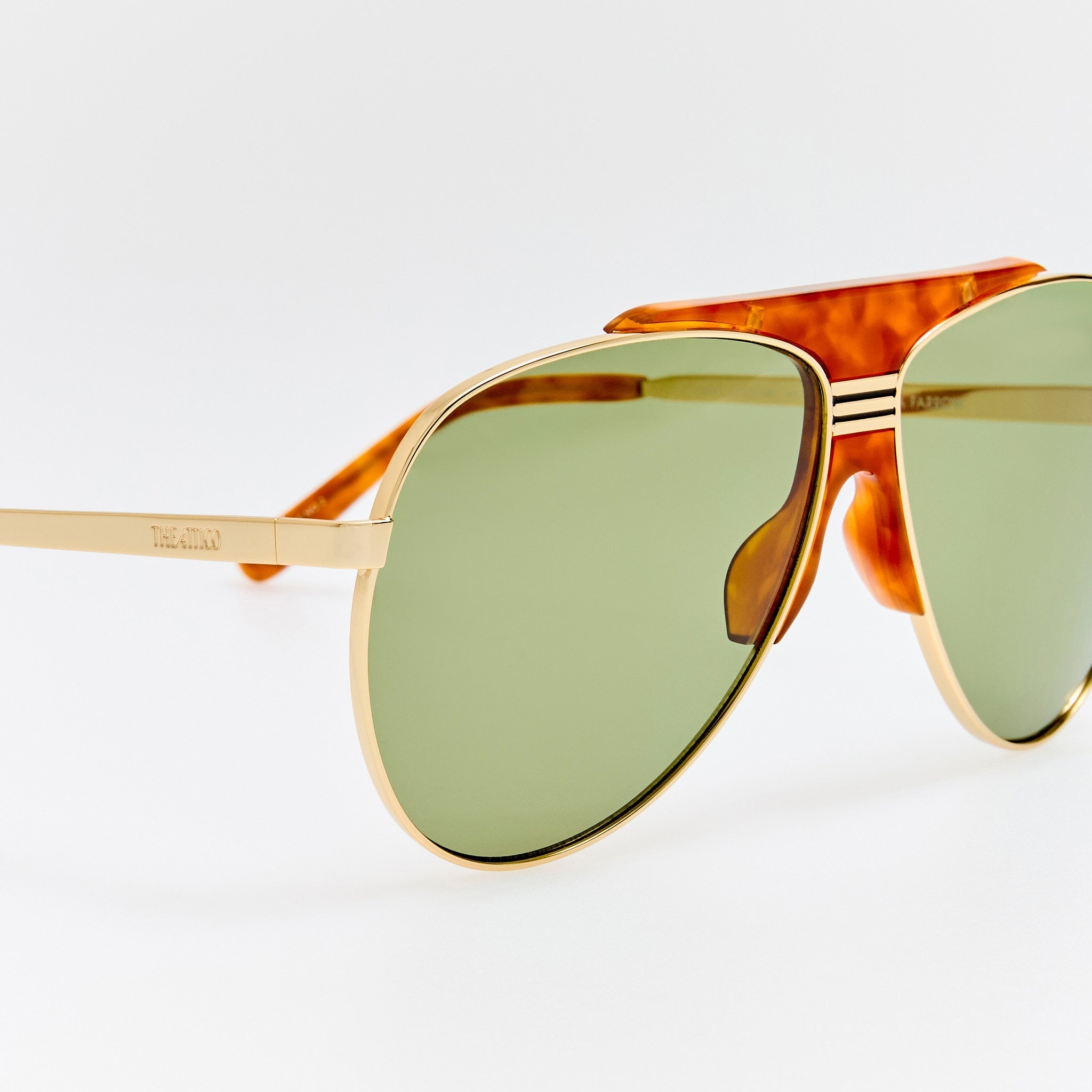 Amelia Sunglasses in Gold and Green - LINDA FARROW - Sunglasses -