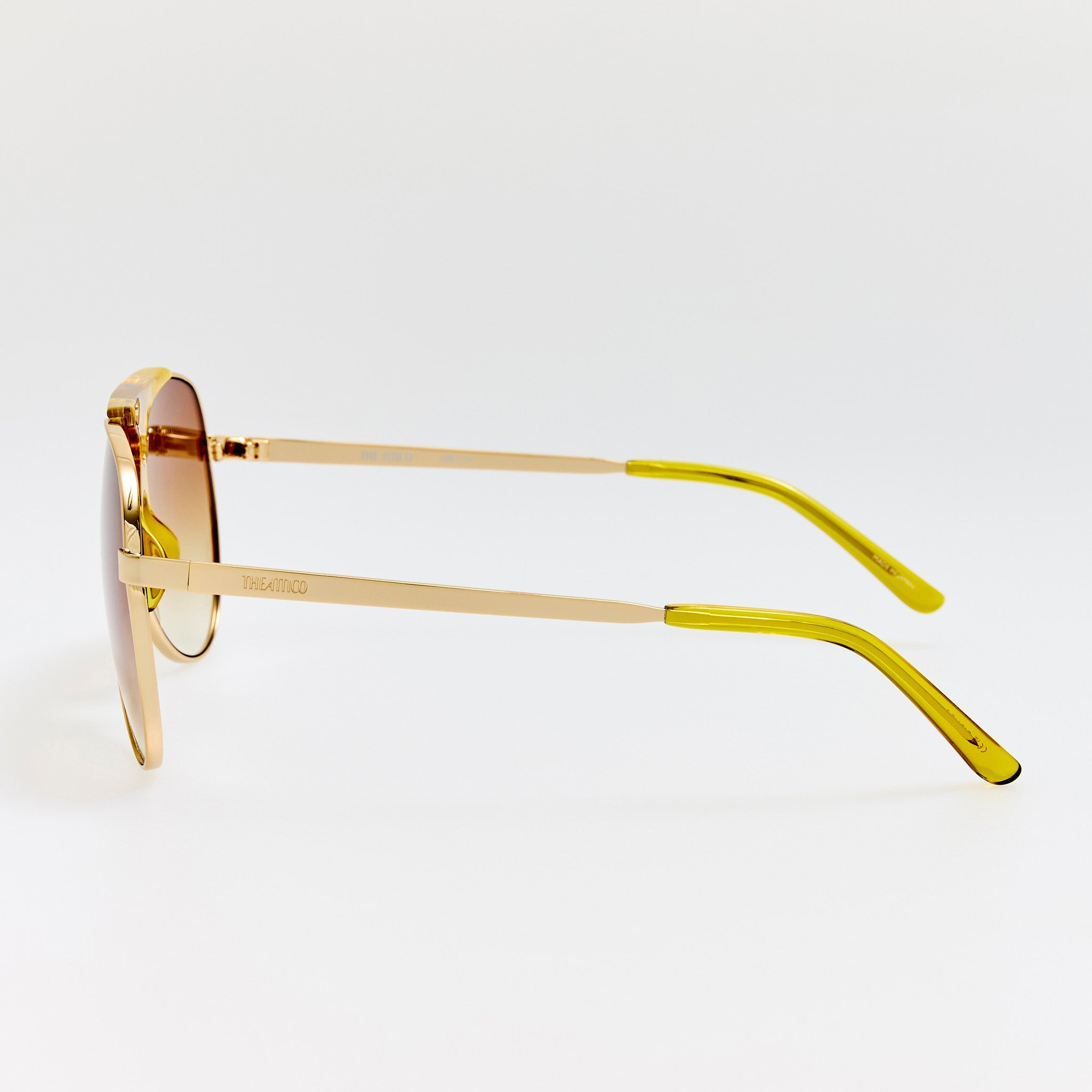 Amelia Sunglasses in Gold and Mustard - LINDA FARROW - Sunglasses -