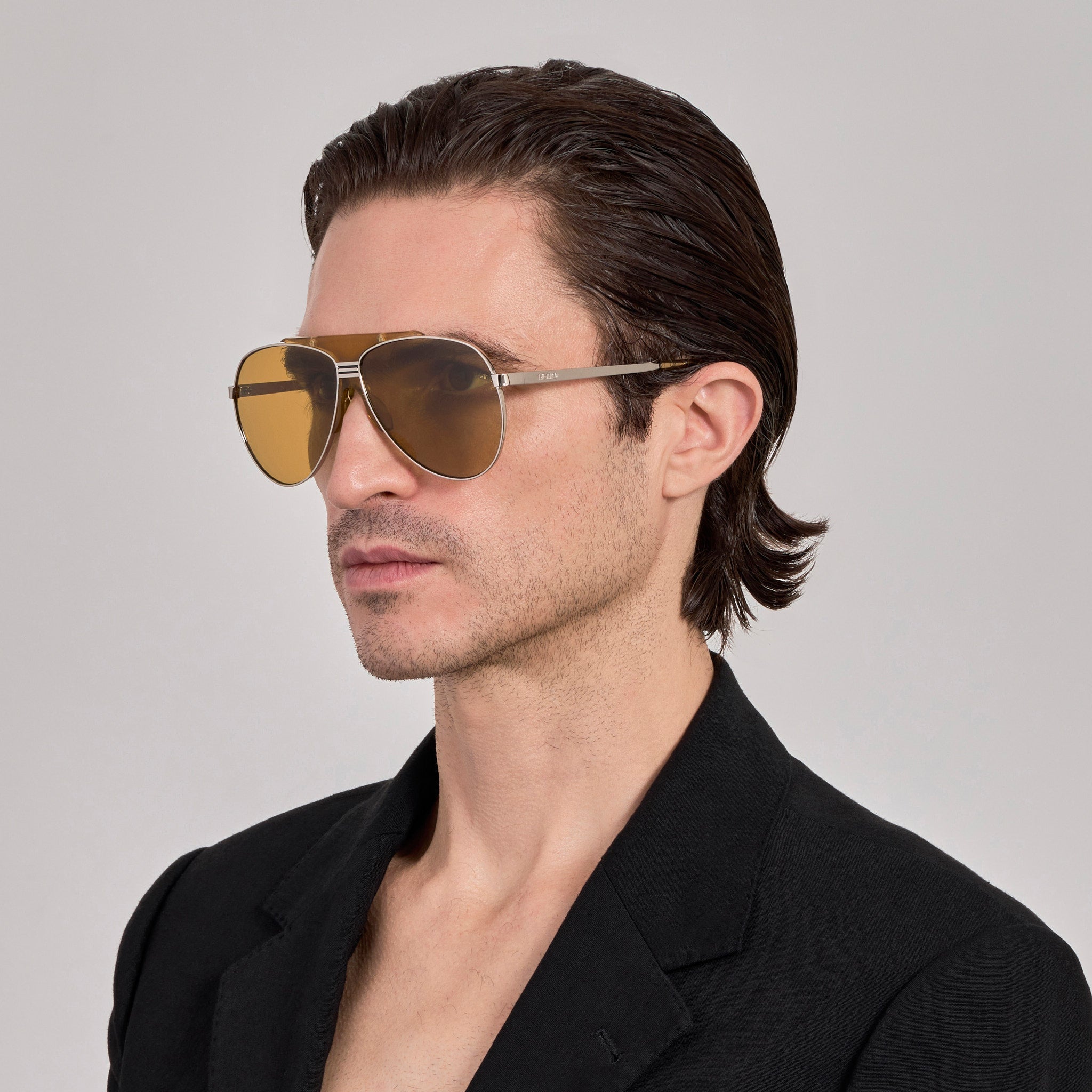 Amelia Sunglasses in Gold and Mustard - LINDA FARROW - Sunglasses -