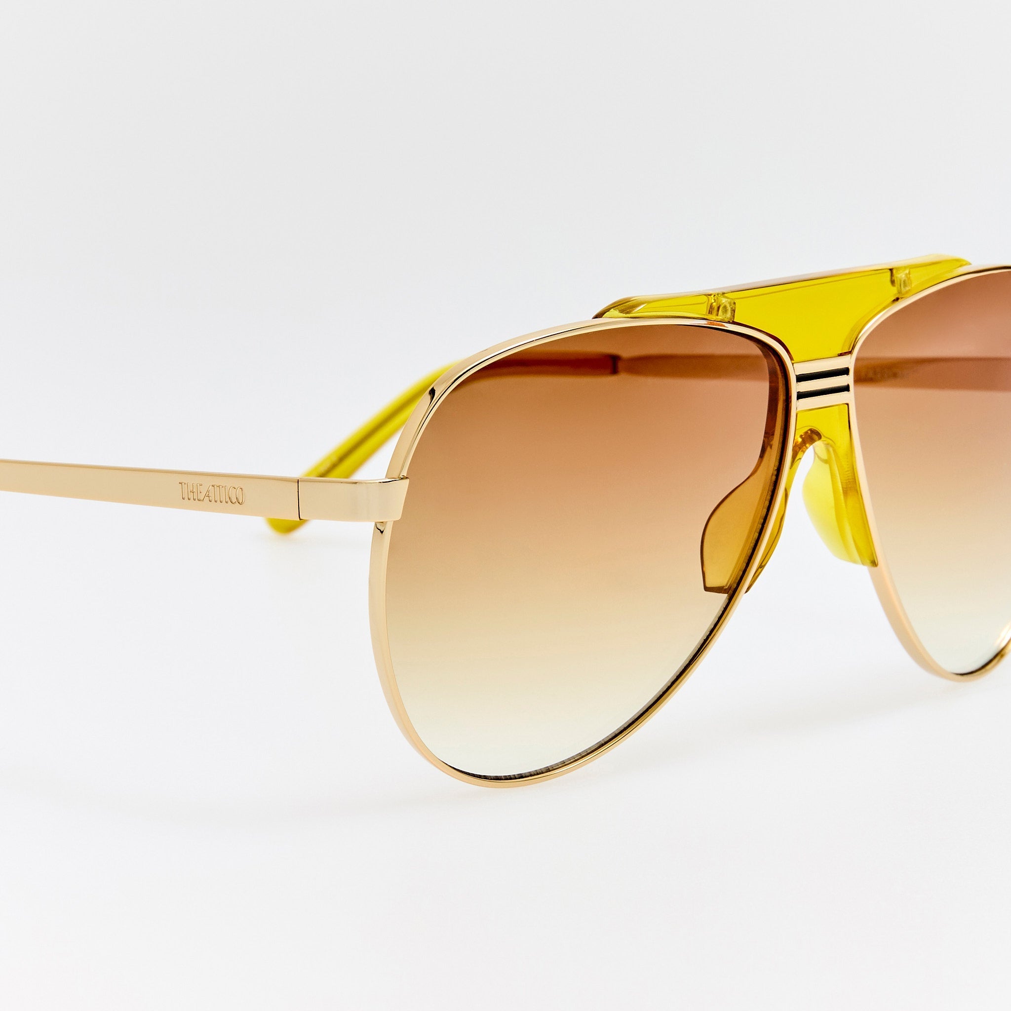 Amelia Sunglasses in Gold and Mustard - LINDA FARROW - Sunglasses -