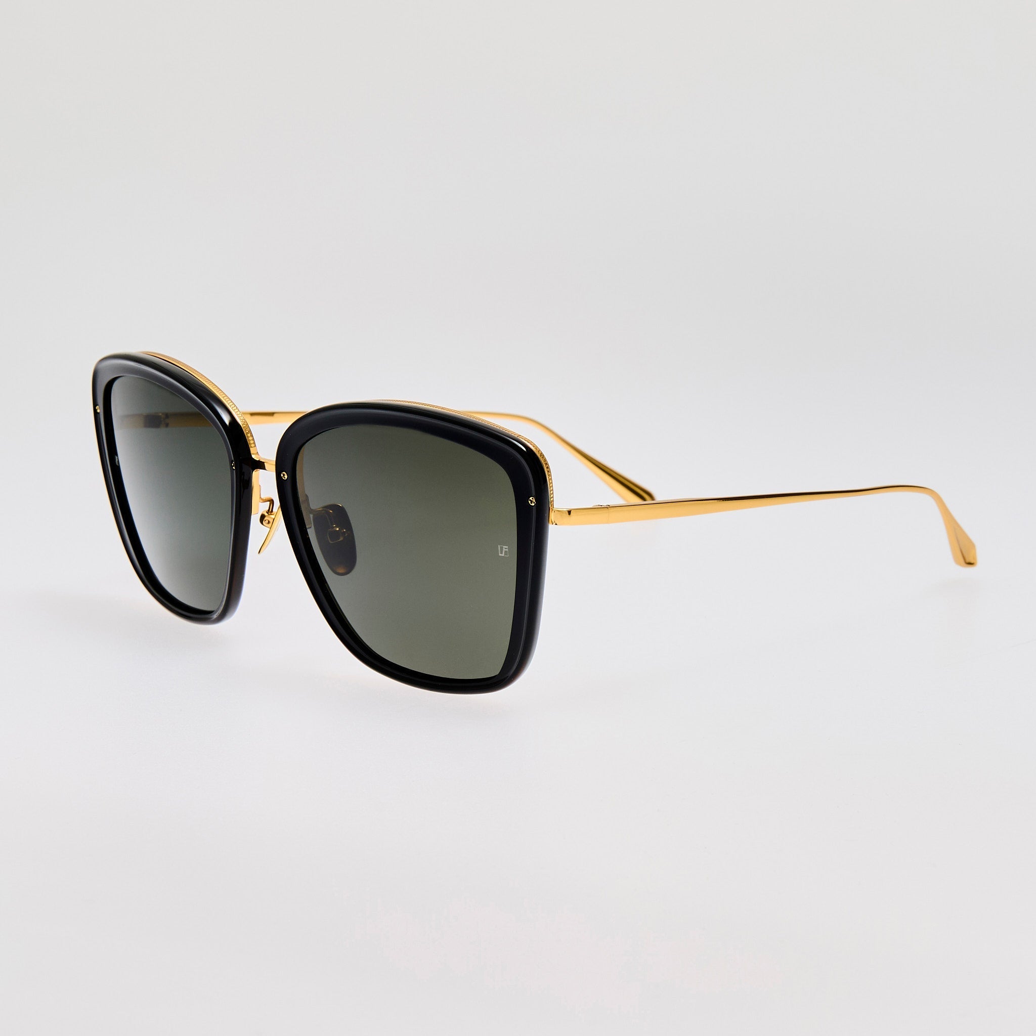 Anais Sunglasses in 22K Gold and Black - LINDA FARROW - Sunglasses -