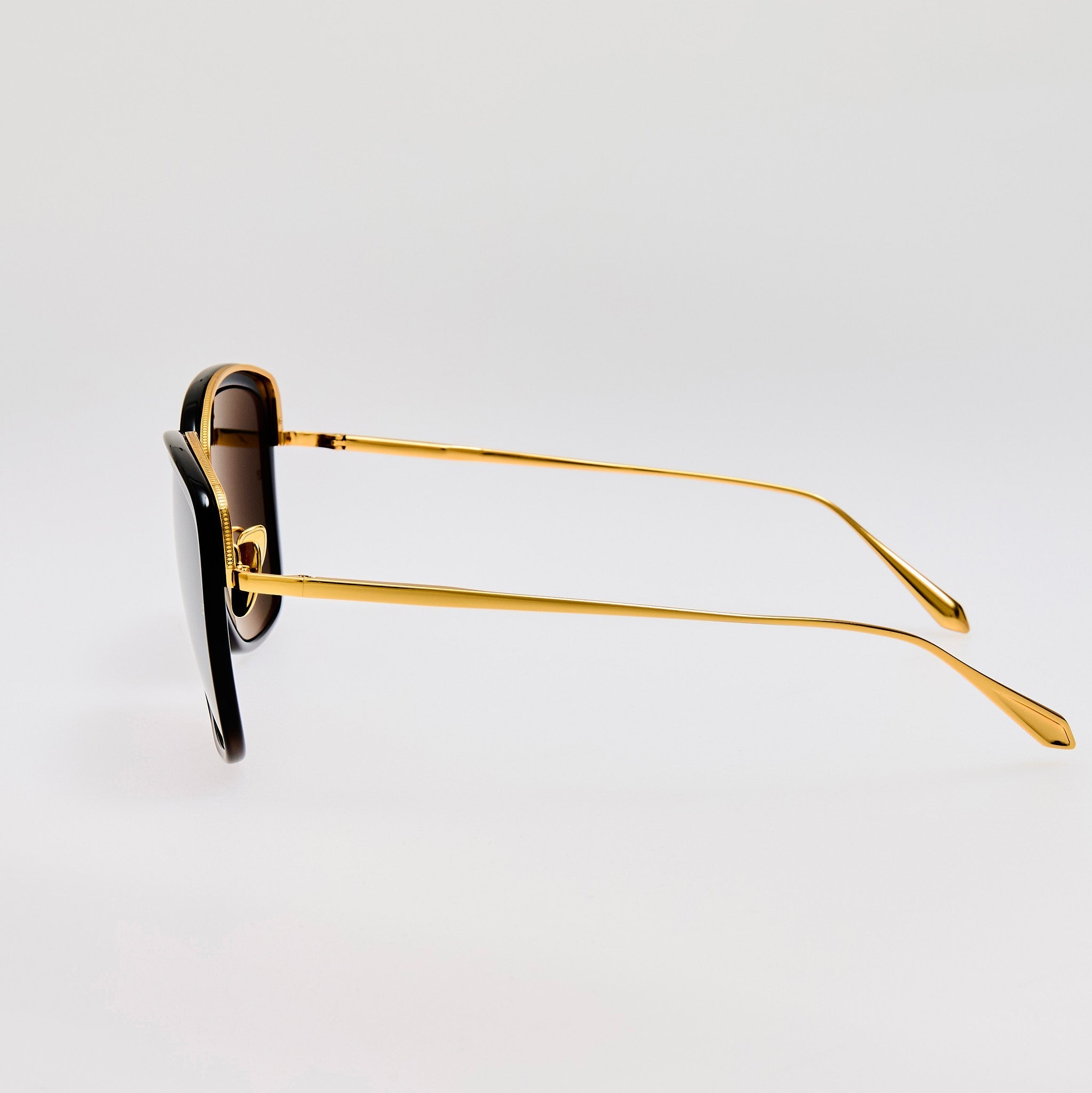 Anais Sunglasses in 22K Gold and Black - LINDA FARROW - Sunglasses -