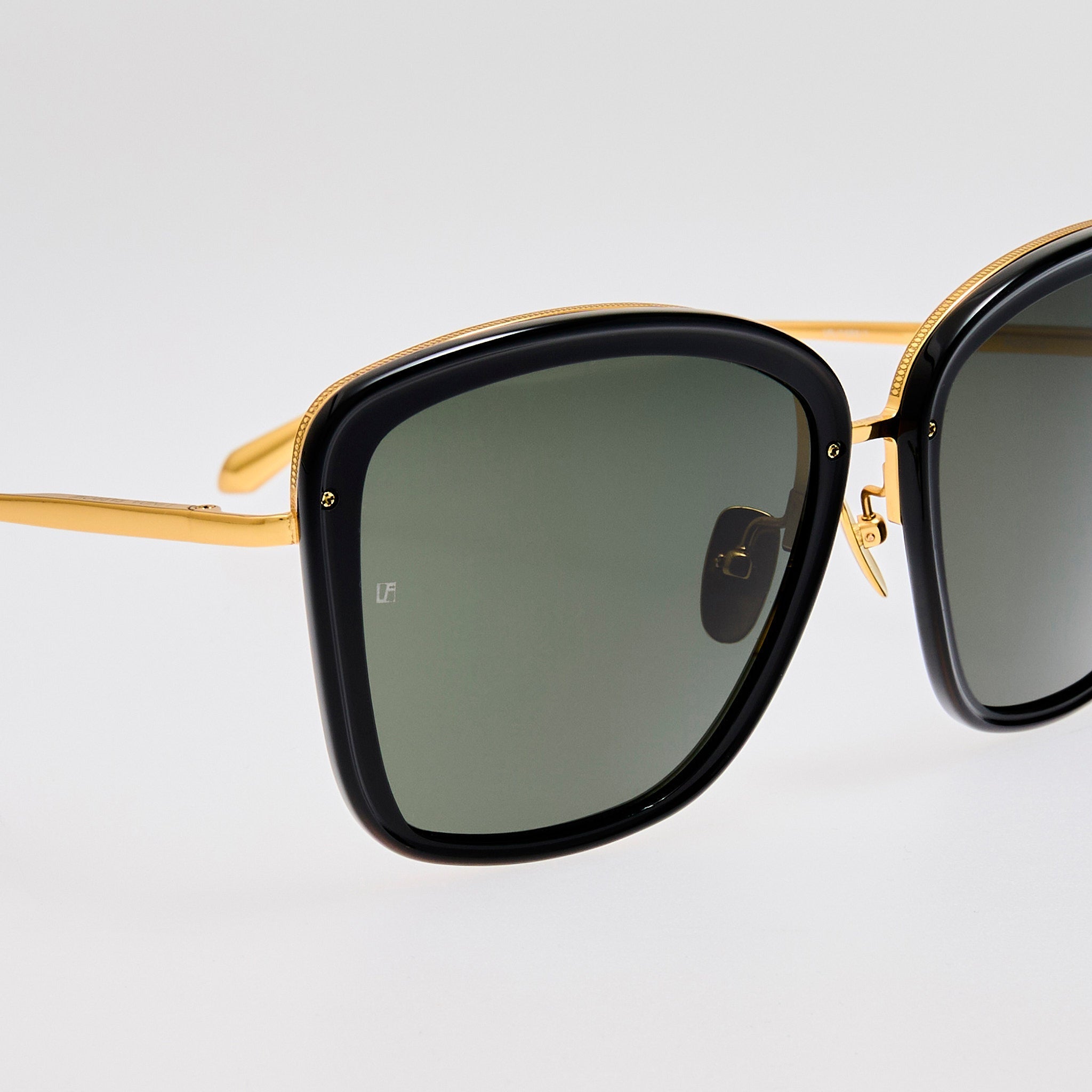 Anais Sunglasses in 22K Gold and Black - LINDA FARROW - Sunglasses -