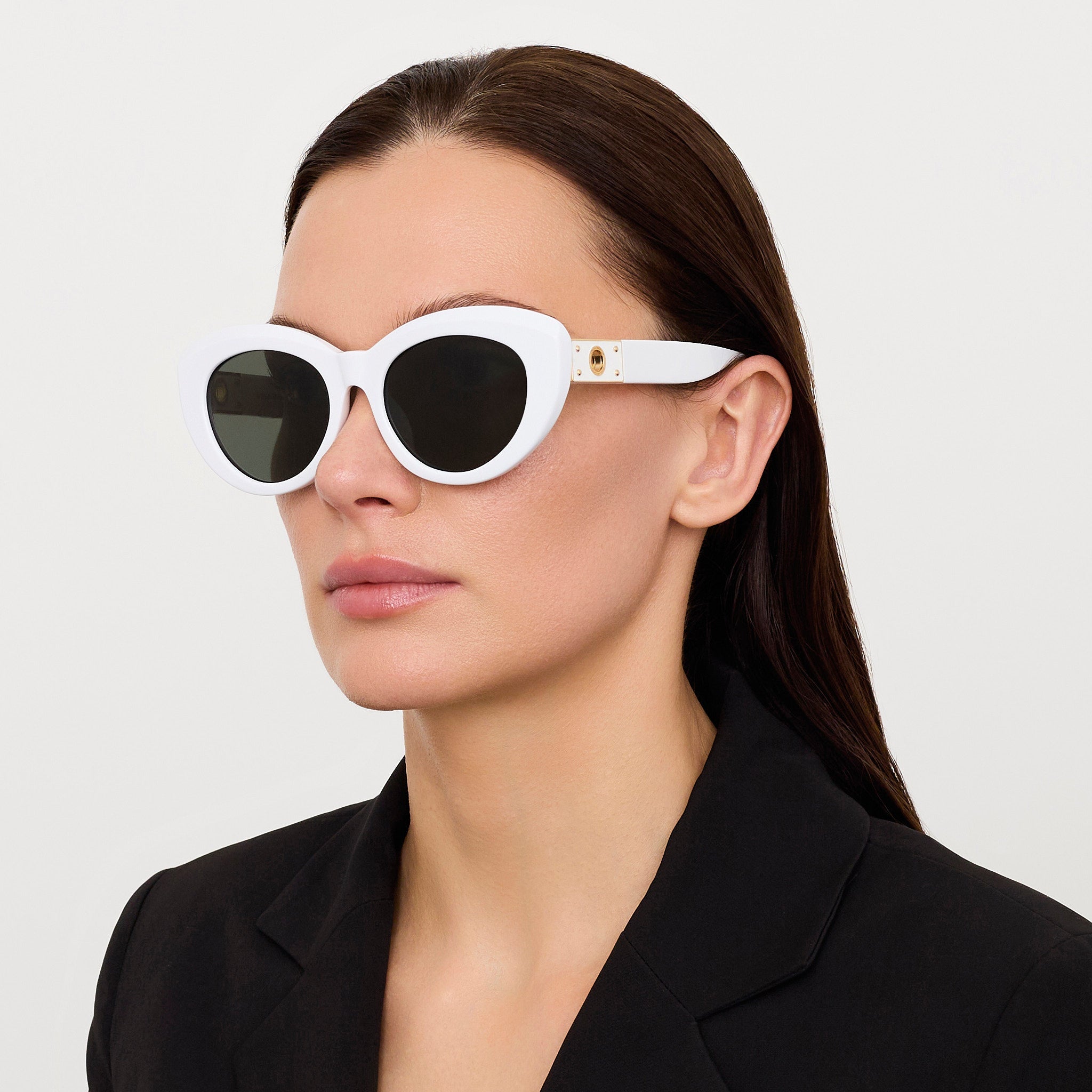 Anna Sunglasses in White - LINDA FARROW - Sunglasses -