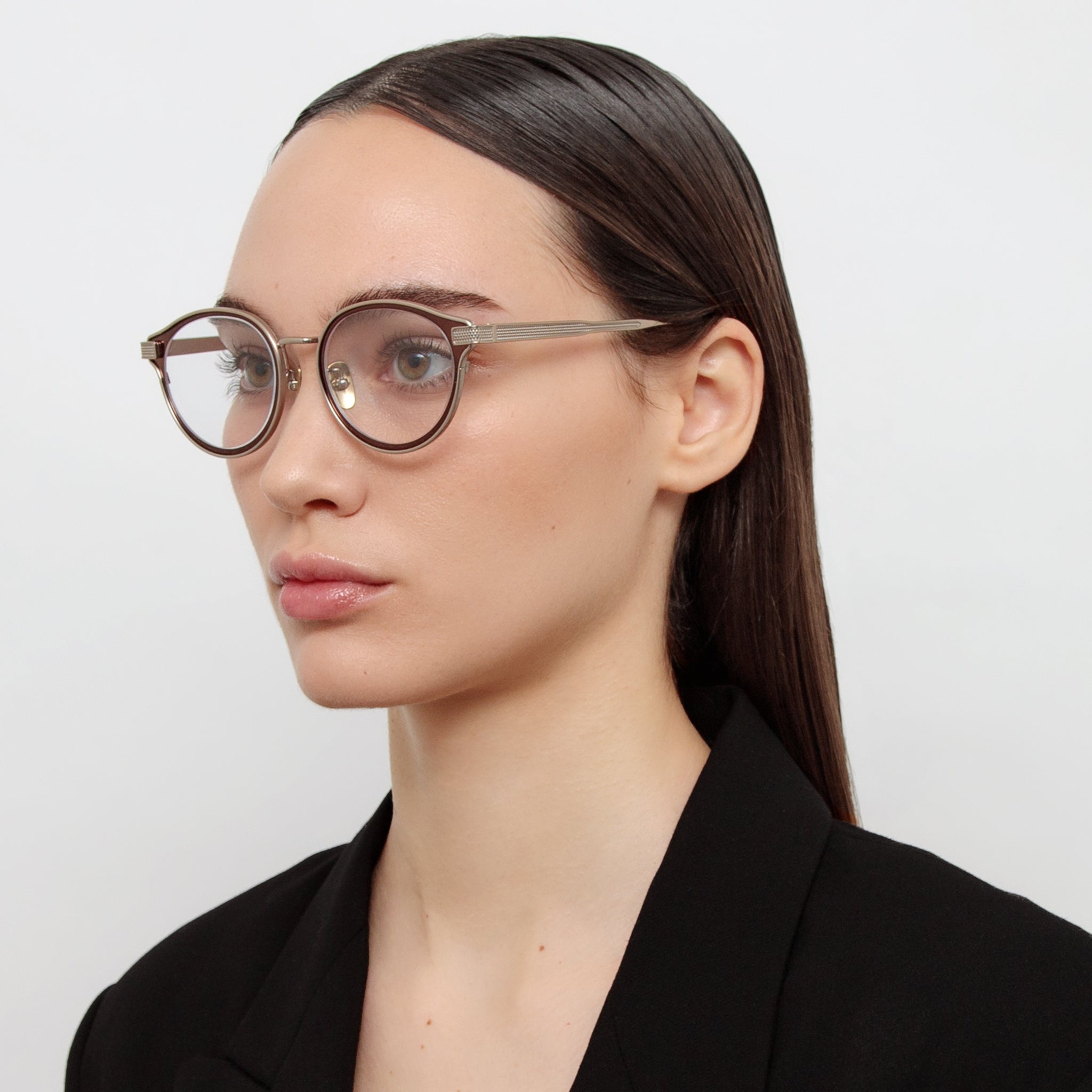 Anthony Oval Optical Frame in Metallic Brown - LINDA FARROW - Optical Frame -