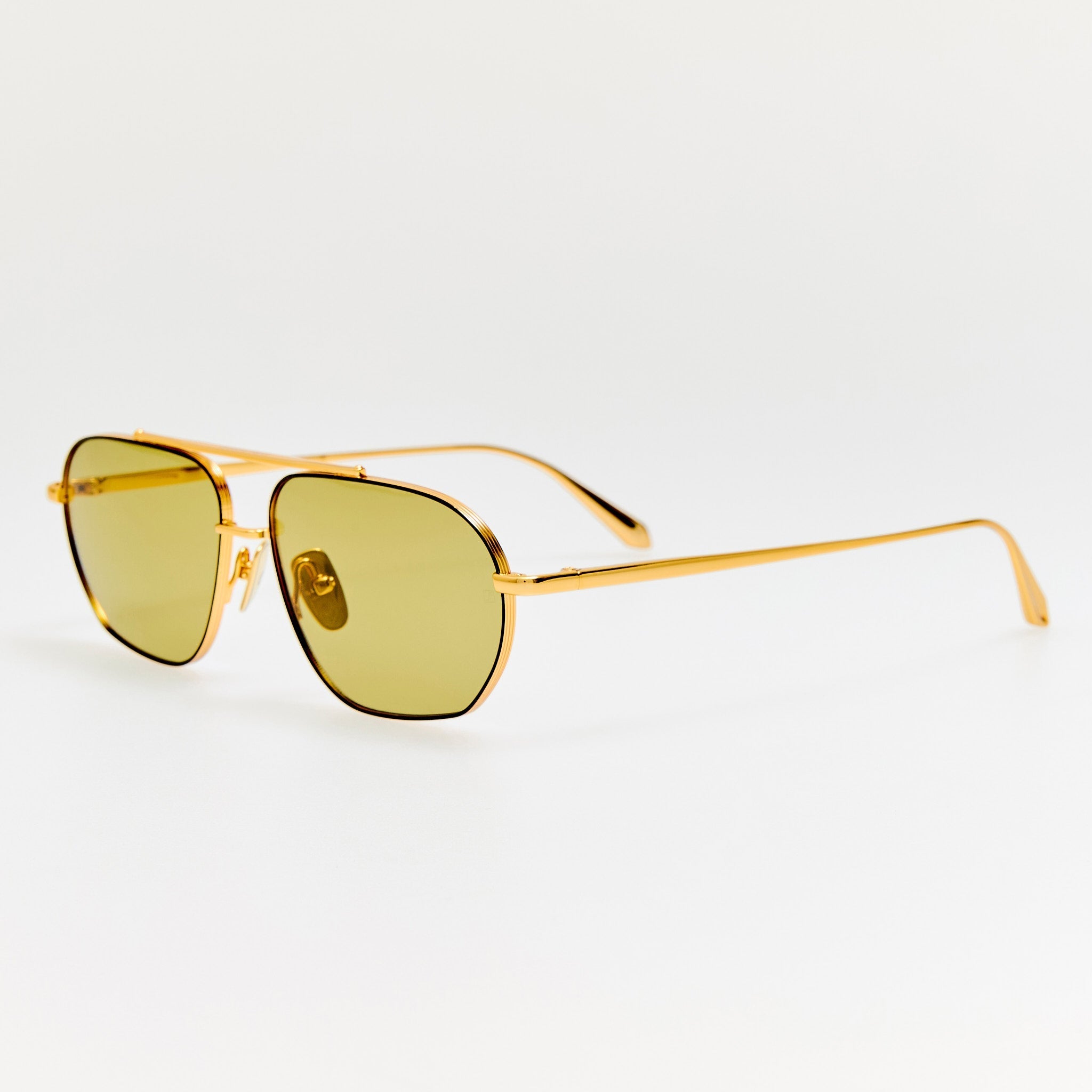 Arden Sunglasses in 22K Gold and Green Photochromic Lenses - LINDA FARROW - Sunglasses -