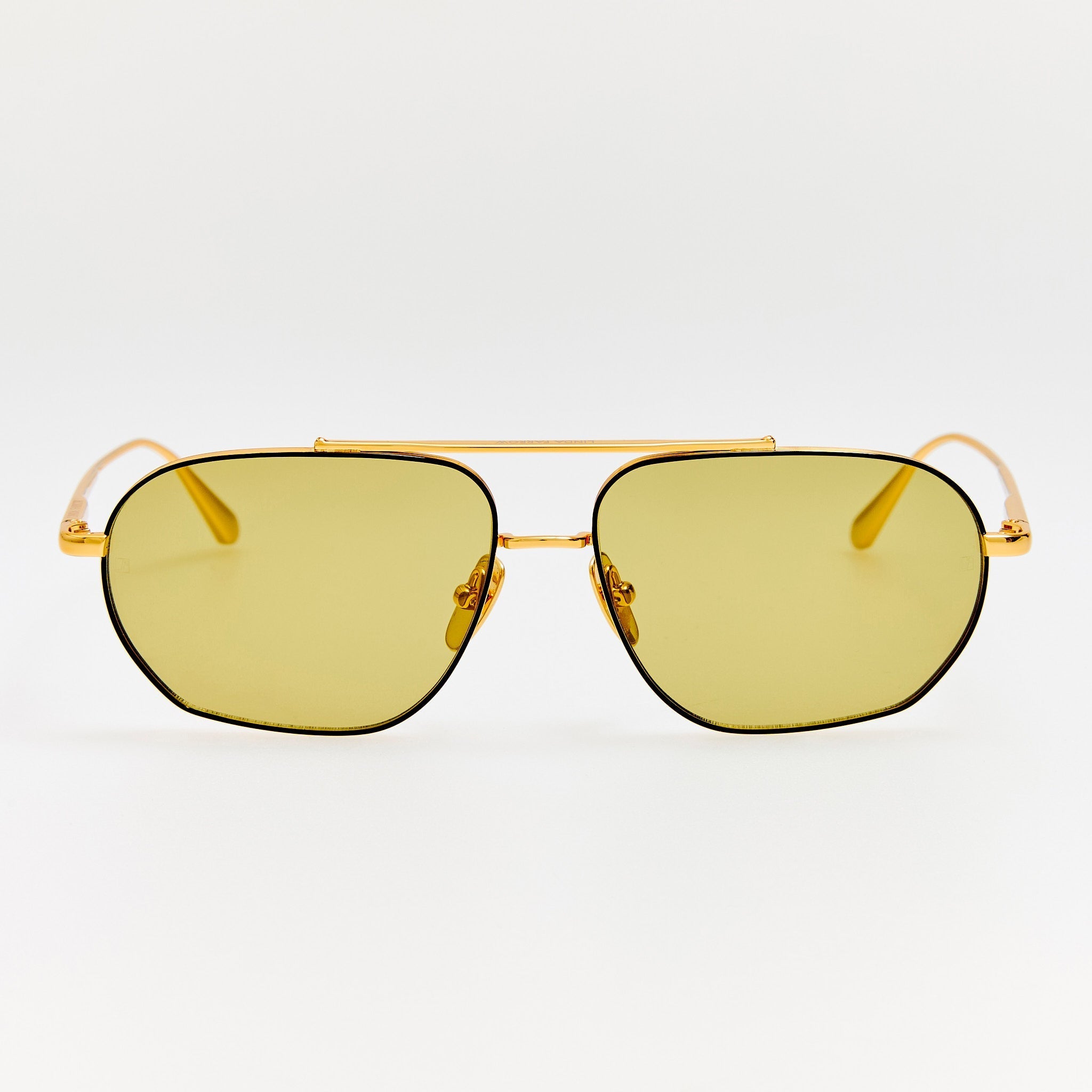 Arden Sunglasses in 22K Gold and Green Photochromic Lenses - LINDA FARROW - Sunglasses -