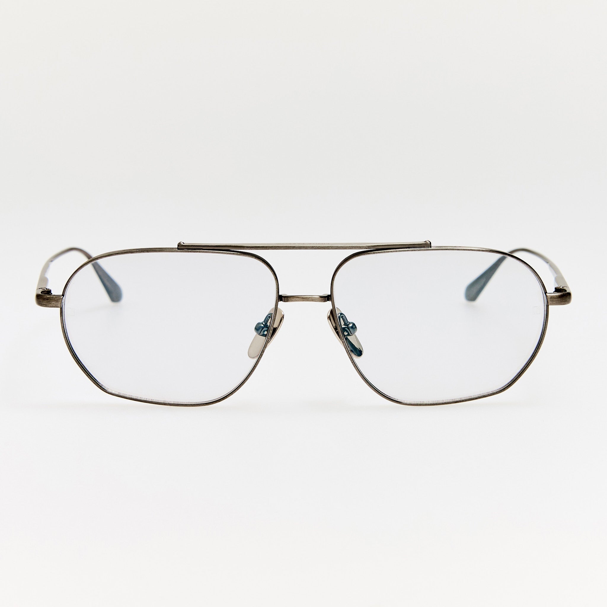 Arden Sunglasses in Matt Antique Silver and Grey Photochromic Lenses - LINDA FARROW - Sunglasses -