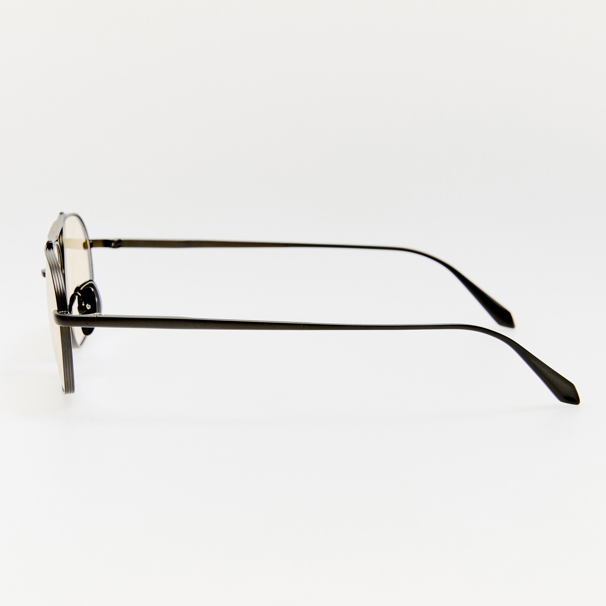 Arden Sunglasses in Matt Nickel and Yellow Photochromic Lenses - LINDA FARROW - Sunglasses -