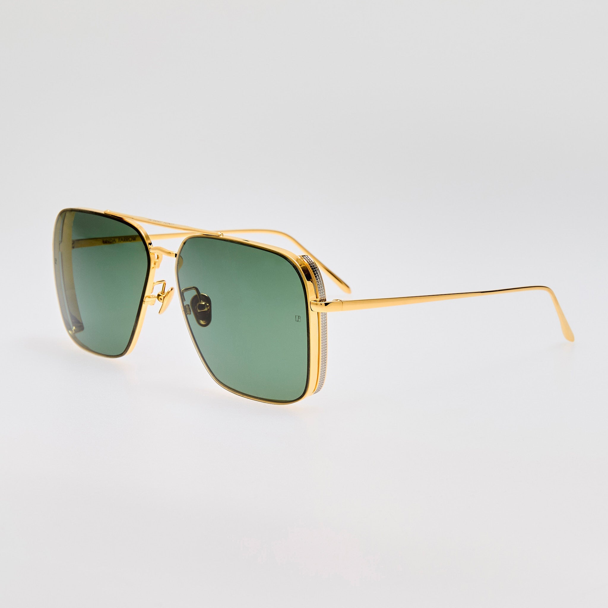 Asher Sunglasses in 22K Gold and Green - LINDA FARROW - Sunglasses -