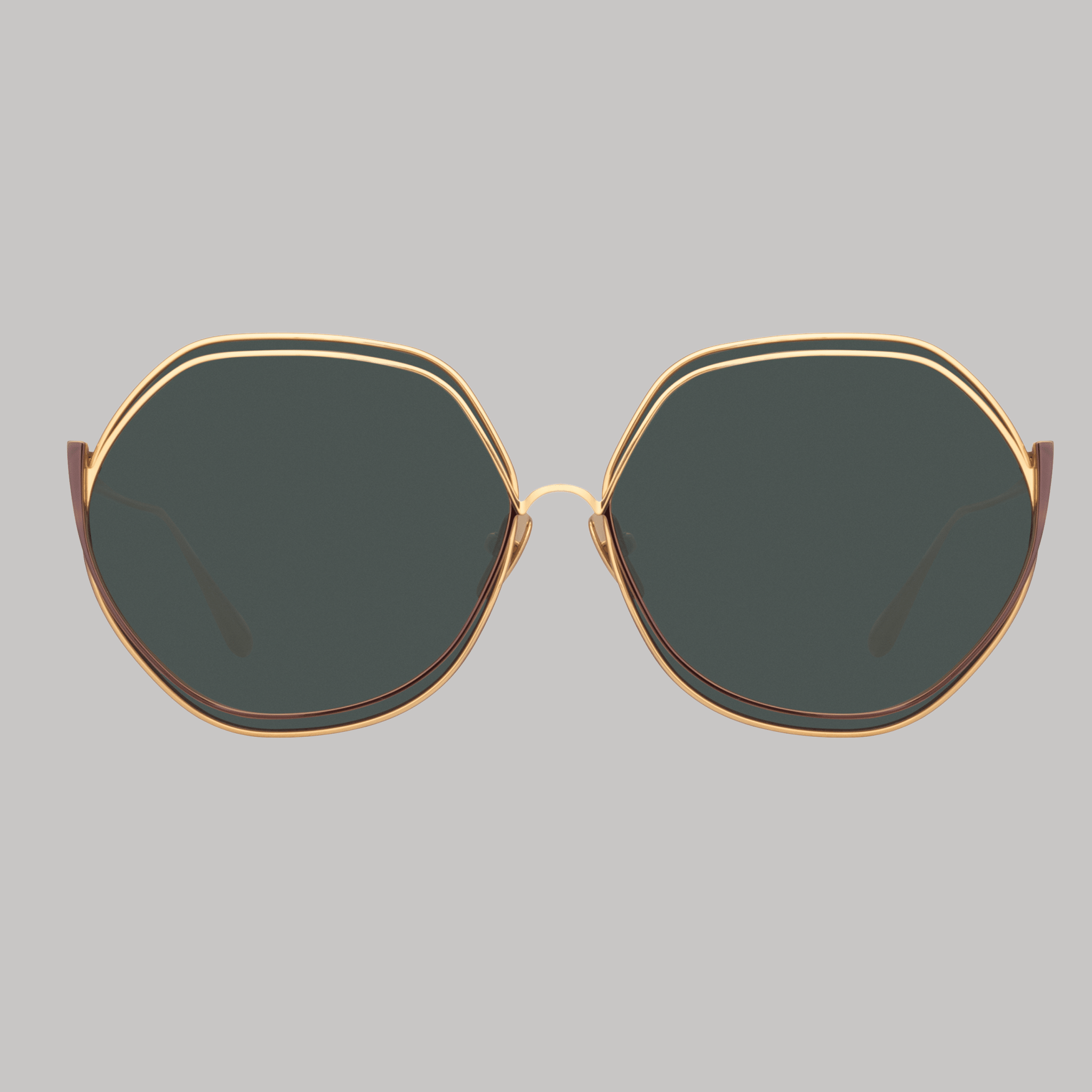 Aspen Sunglasses in 22K Gold and Grey - LINDA FARROW - Sunglasses -