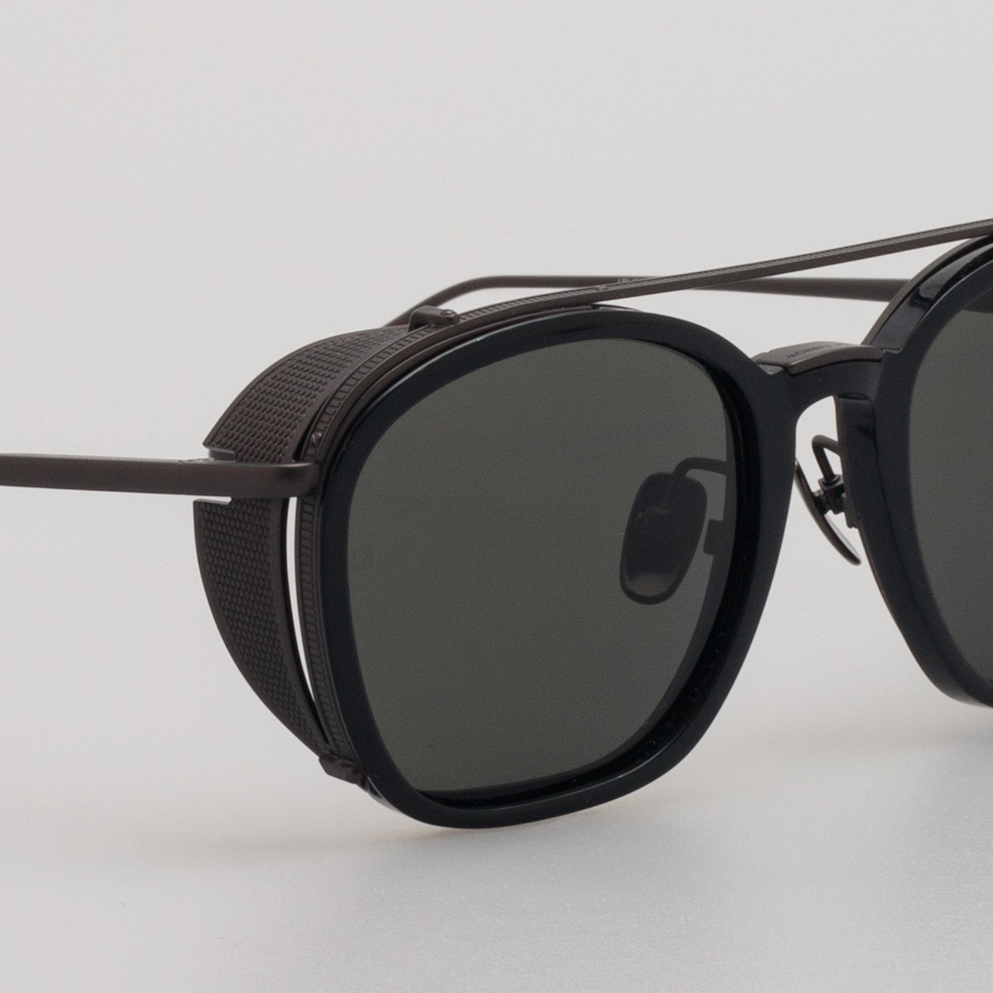 Aston Square Sunglasses in Black Matt Nickel - LINDA FARROW - Sunglasses -