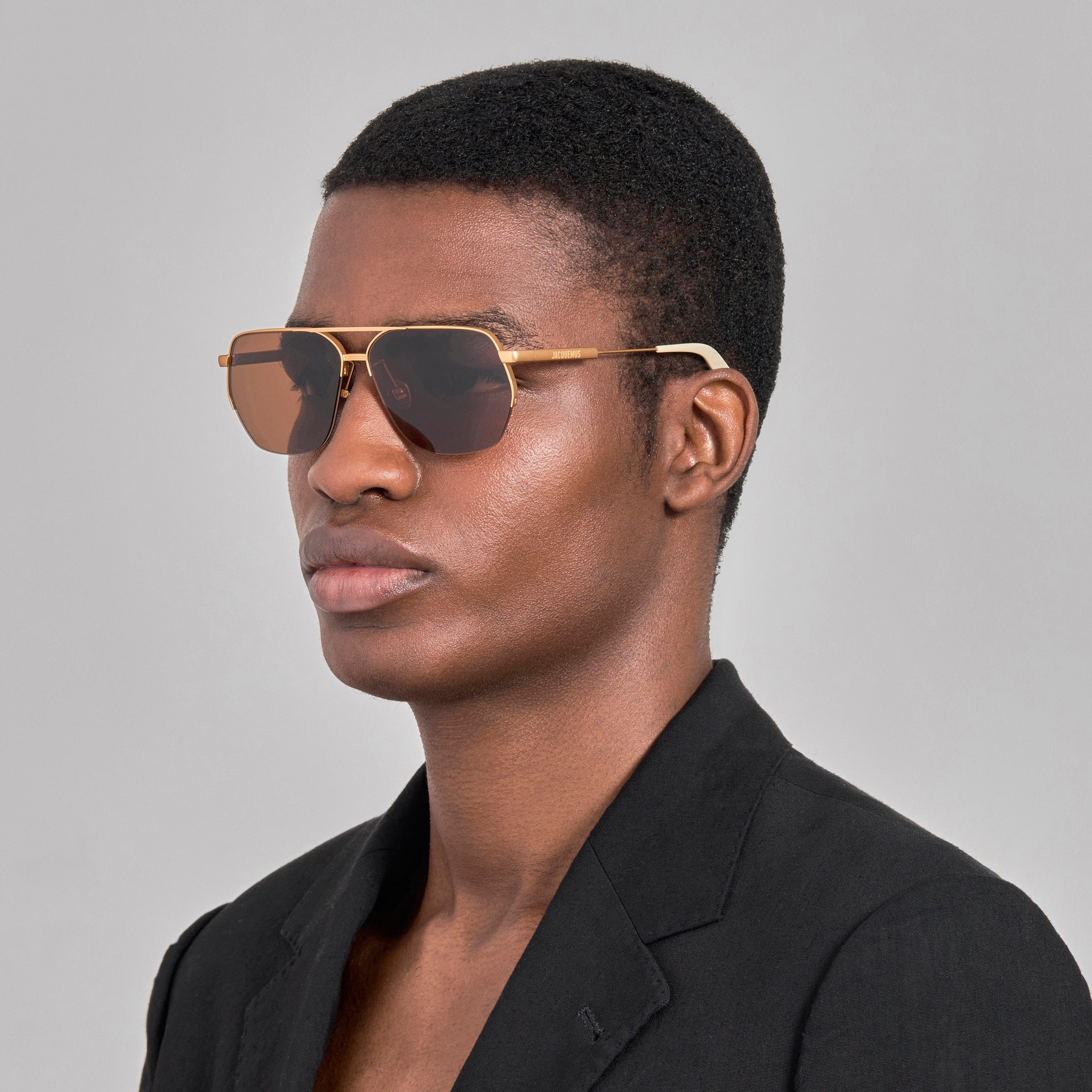 Aviador Sunglasses in Matt Gold and Brown - LINDA FARROW-Sunglasses-