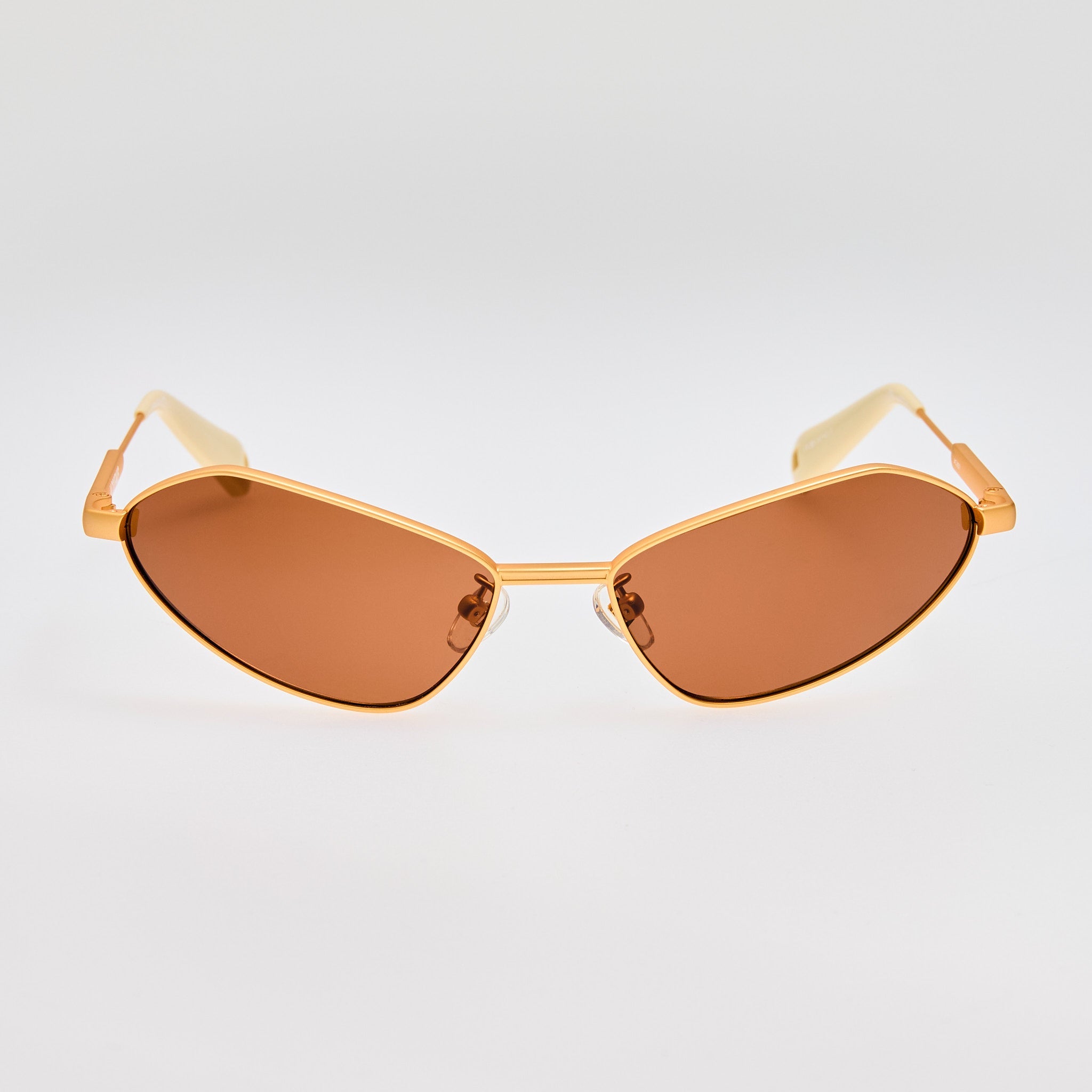 Bambino Angular Metal Sunglasses in Matt Gold - LINDA FARROW - Sunglasses -