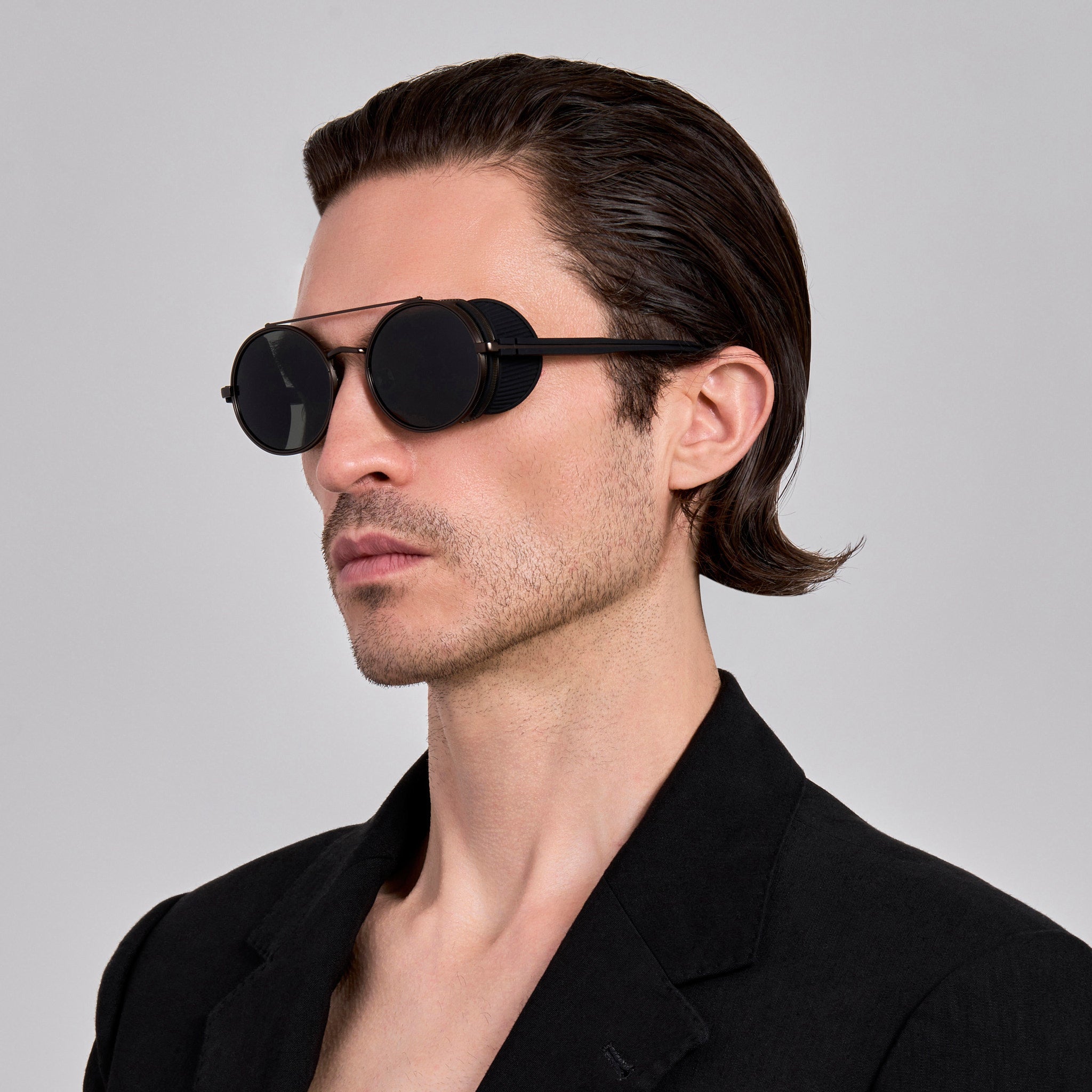 Baret Explorer Sunglasses in Matt Black Nickel - LINDA FARROW - Sunglasses -