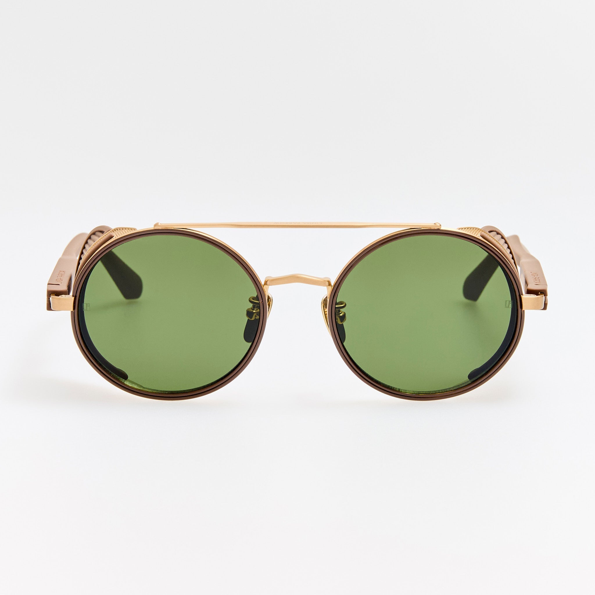 Baret Explorer Sunglasses in Matt Champagne and Green - LINDA FARROW - Sunglasses -