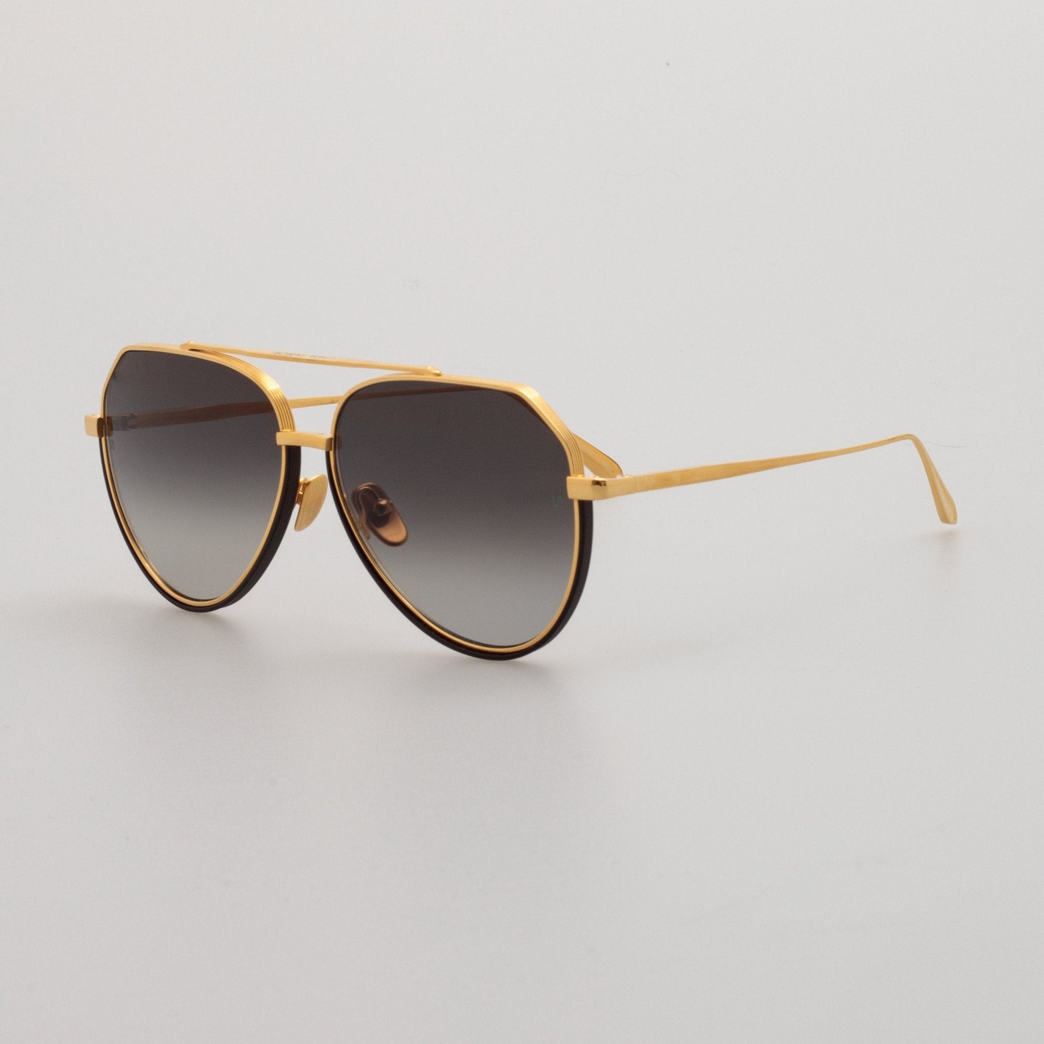 Bayer Sunglasses in 22K Gold and Grey - LINDA FARROW - Sunglasses -