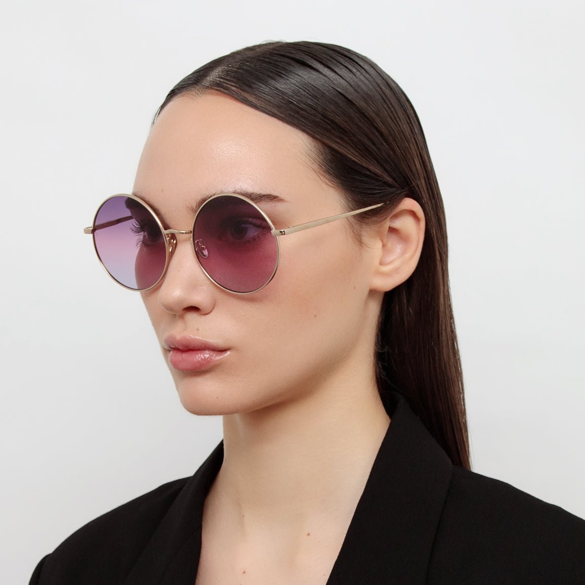 Bea Sunglasses in 22K Gold and Purple - LINDA FARROW - Sunglasses -