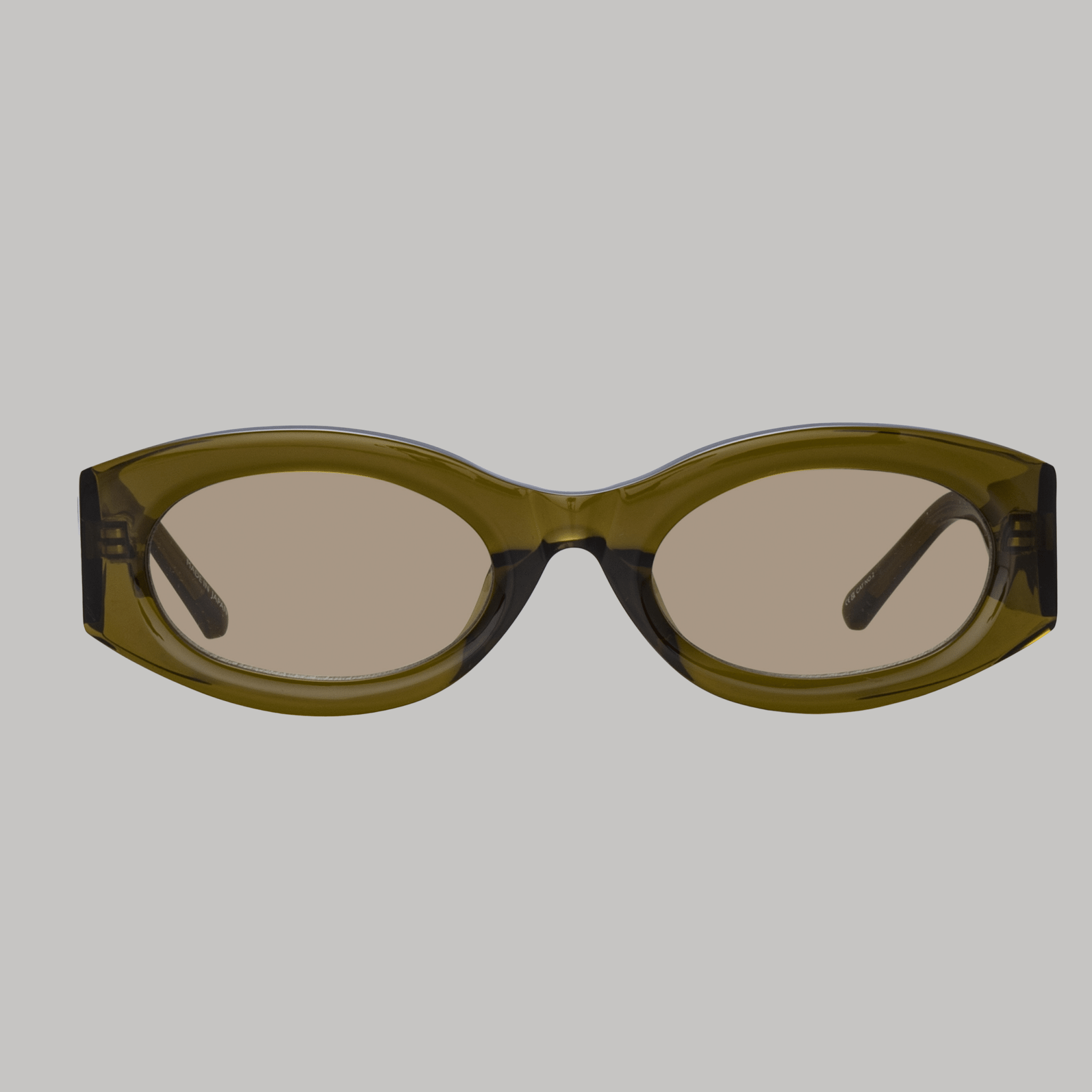 Berta Oval Sunglasses in Olive - LINDA FARROW - Sunglasses -