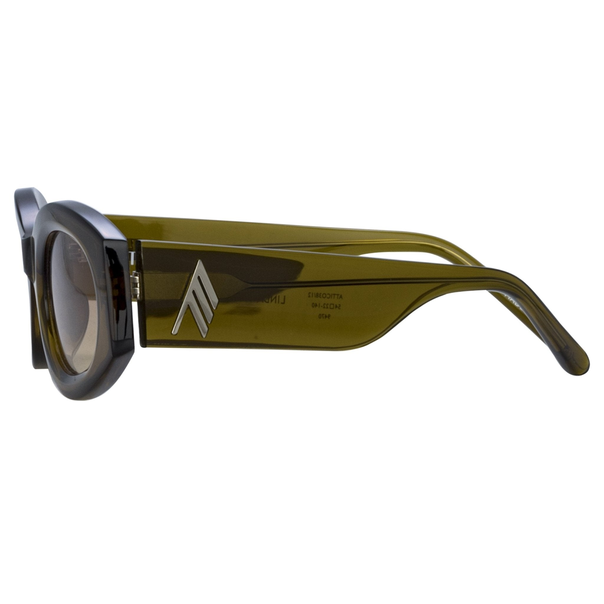 Berta Oval Sunglasses in Olive - LINDA FARROW - Sunglasses -