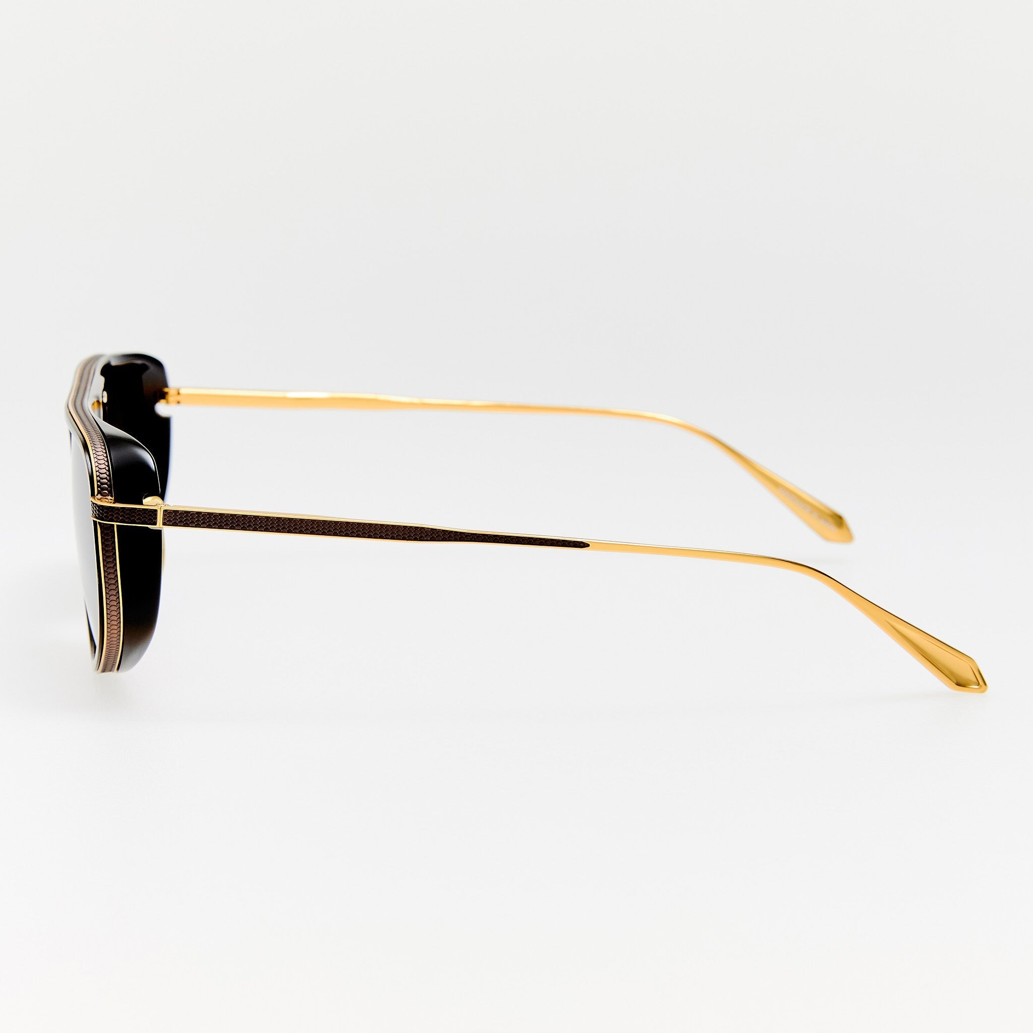 Calder Sunglasses in 22K Gold and Black - LINDA FARROW - Sunglasses -