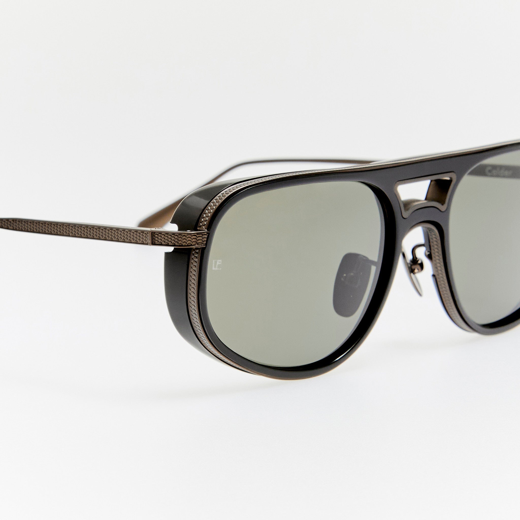 Calder Sunglasses in Matt Black Nickel - LINDA FARROW-Sunglasses-