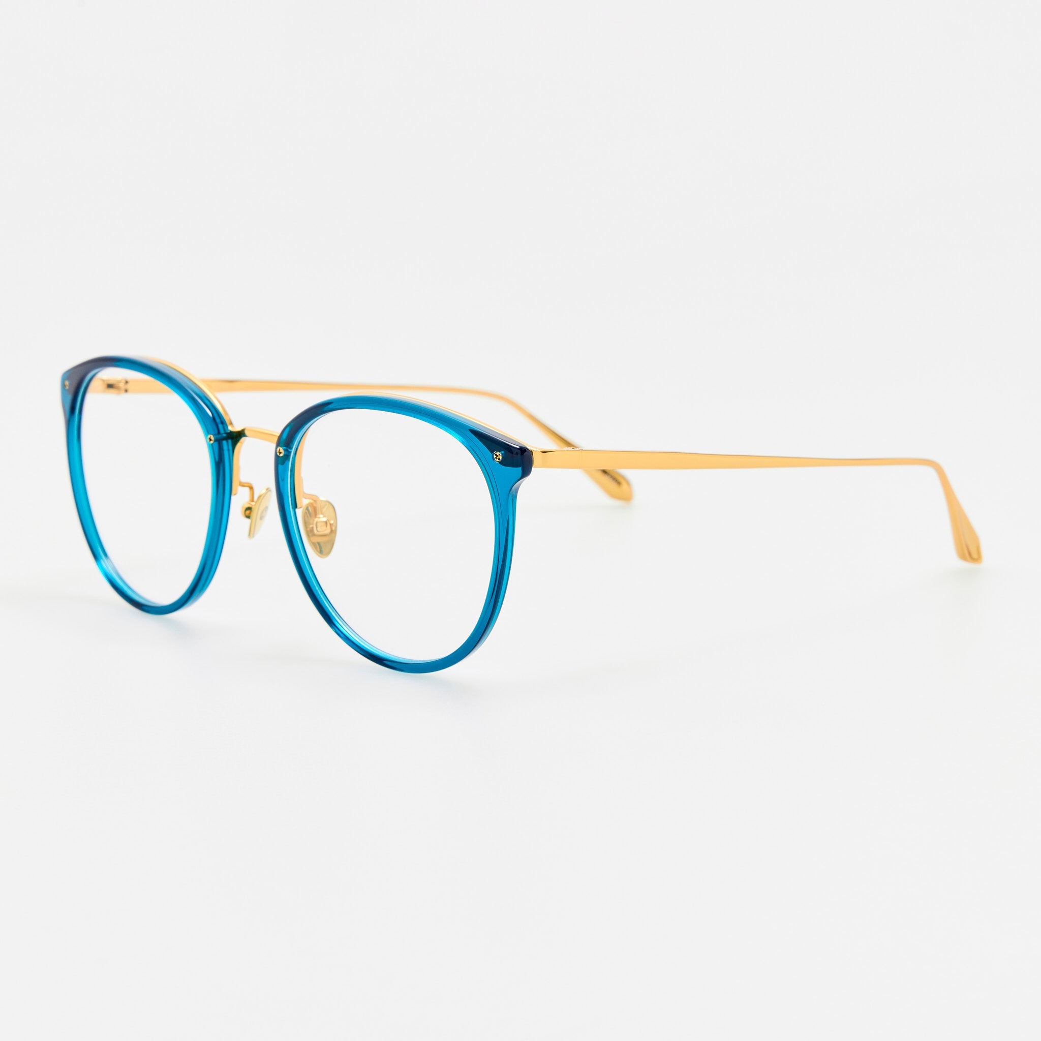 Calthorpe Optical Frame in 22K Gold and Aqua - LINDA FARROW-Optical Frame-