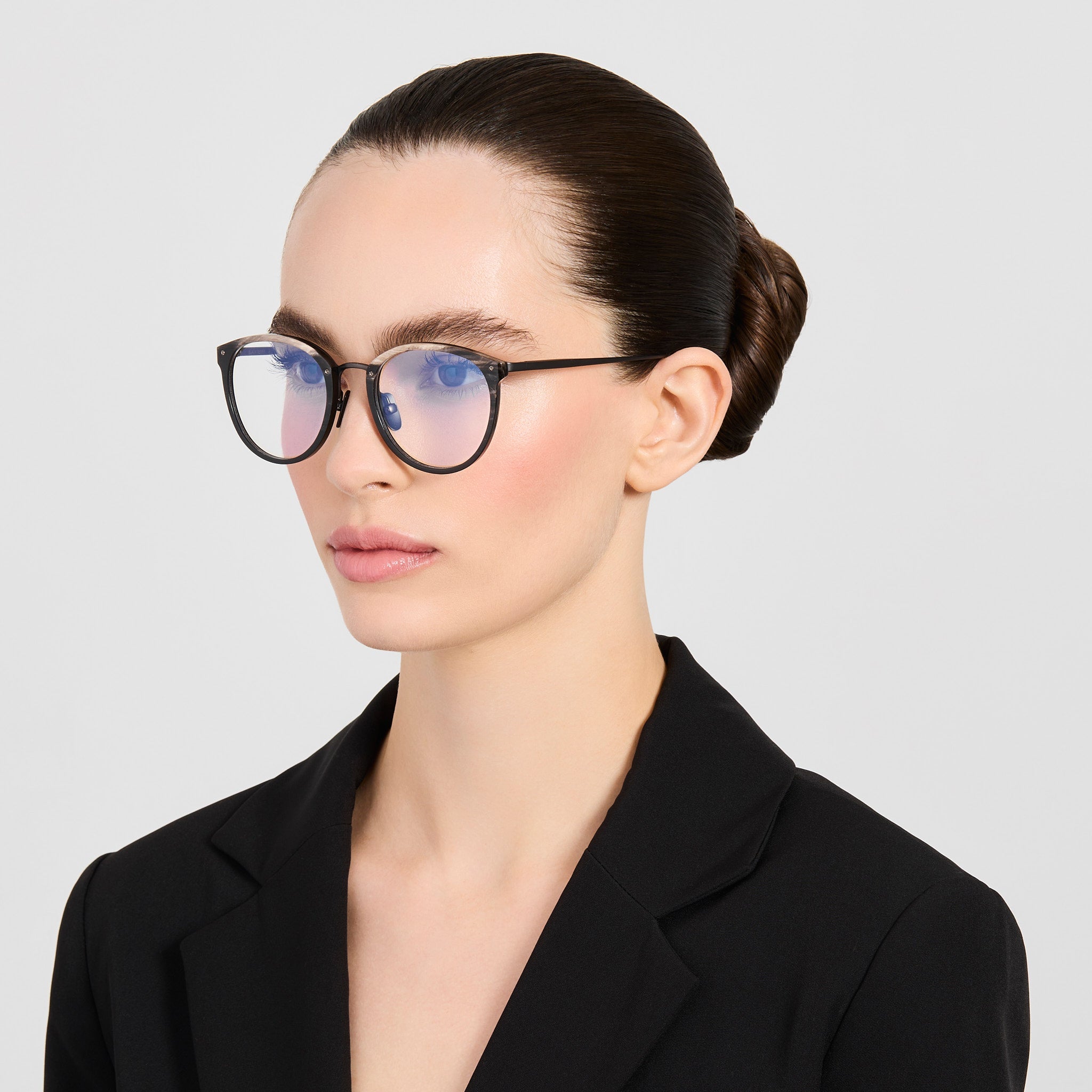 Calthorpe Optical Frame in Buffalo Horn and 925 Sterling Silver - LINDA FARROW-Optical Frame-