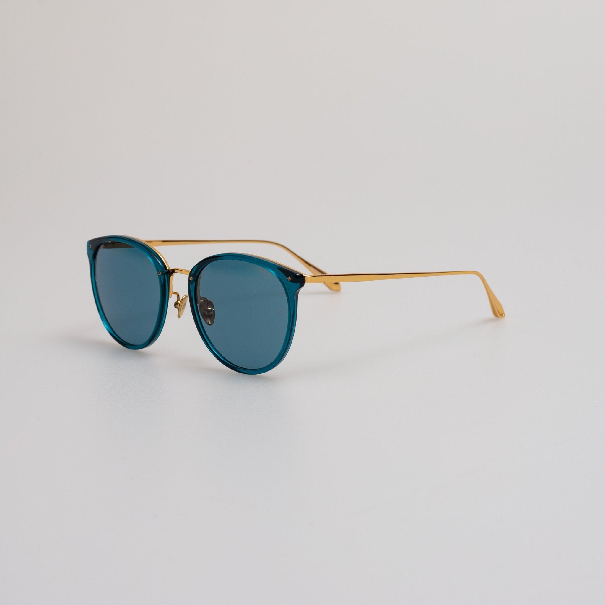 Calthorpe Sunglasses in 22K Gold and Aqua - LINDA FARROW - Sunglasses -