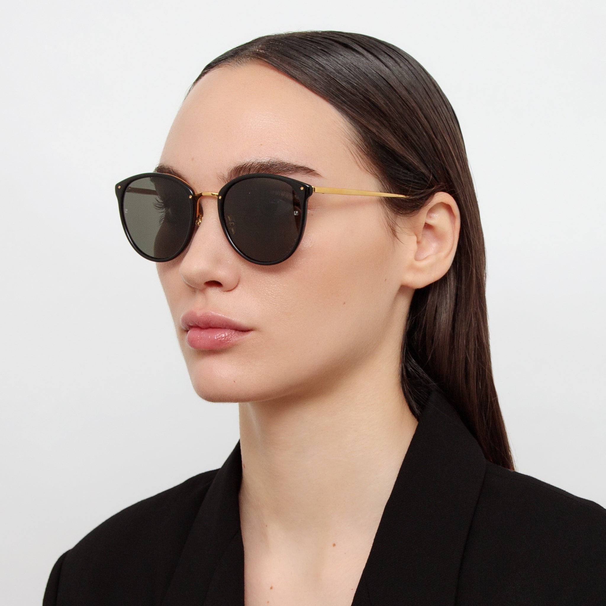 Calthorpe Sunglasses in 22K Gold and Black - LINDA FARROW - Sunglasses -