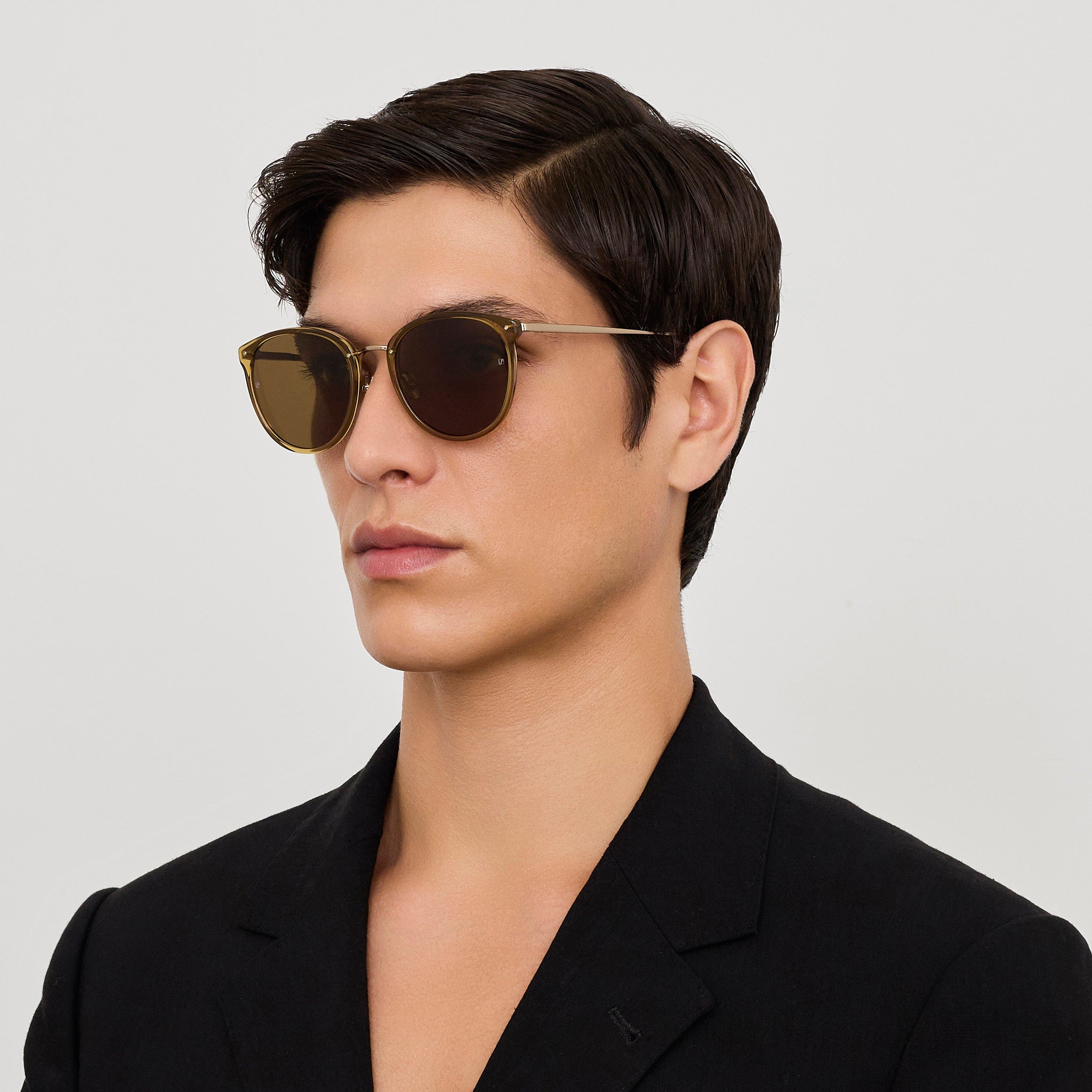 Calthorpe Sunglasses in 22K Gold and Khaki - LINDA FARROW - Sunglasses -