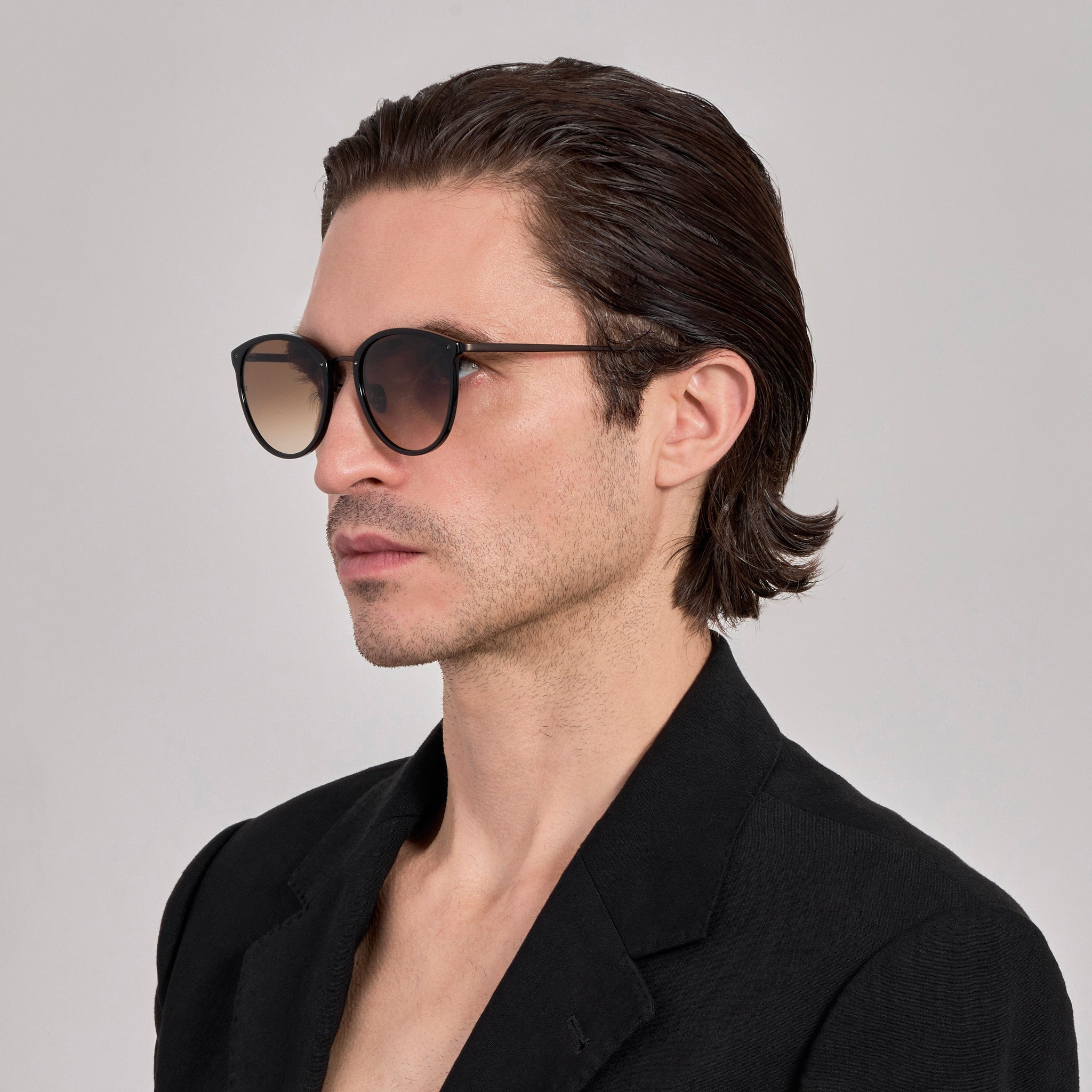 Calthorpe Sunglasses in Matt Nickel and Mocha - LINDA FARROW - Sunglasses -